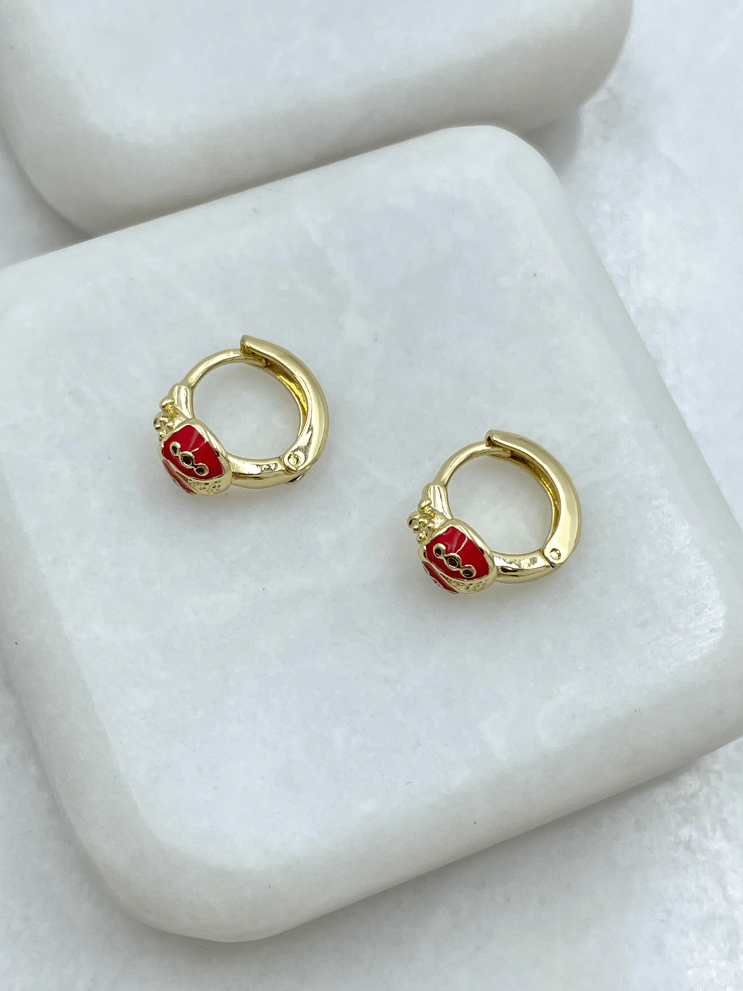 Özel Seri Uğur Böceği Halka Küpe Gold