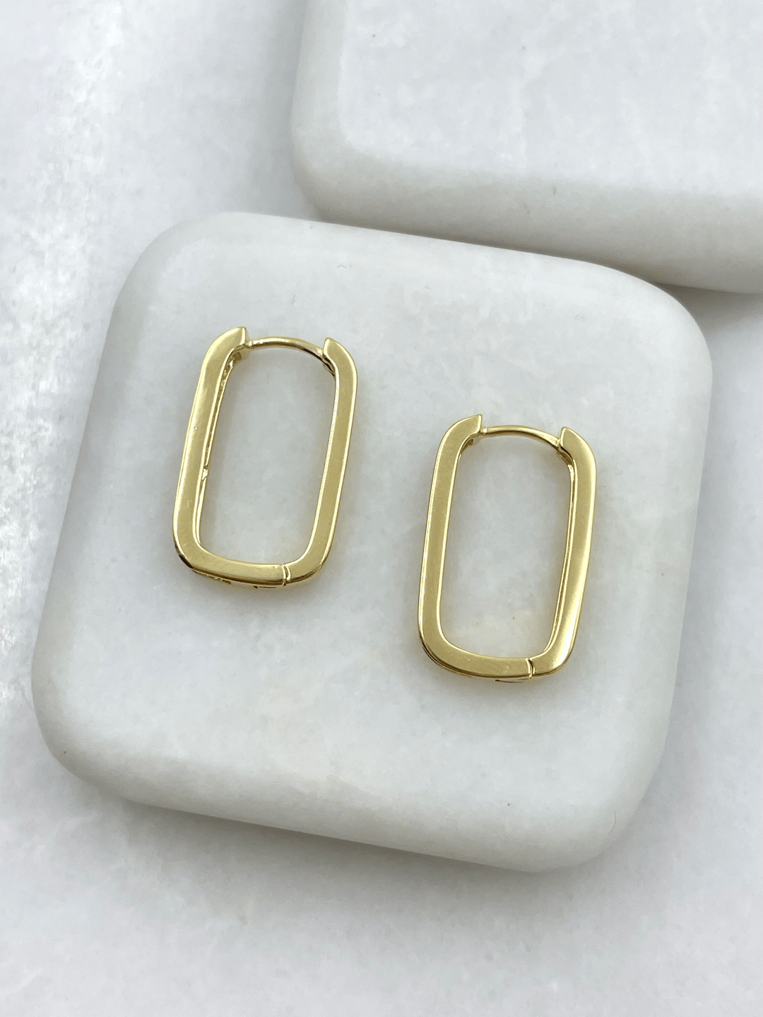 Özel Seri Swarovski Taşlı Dikdörtgen Küpe Gold