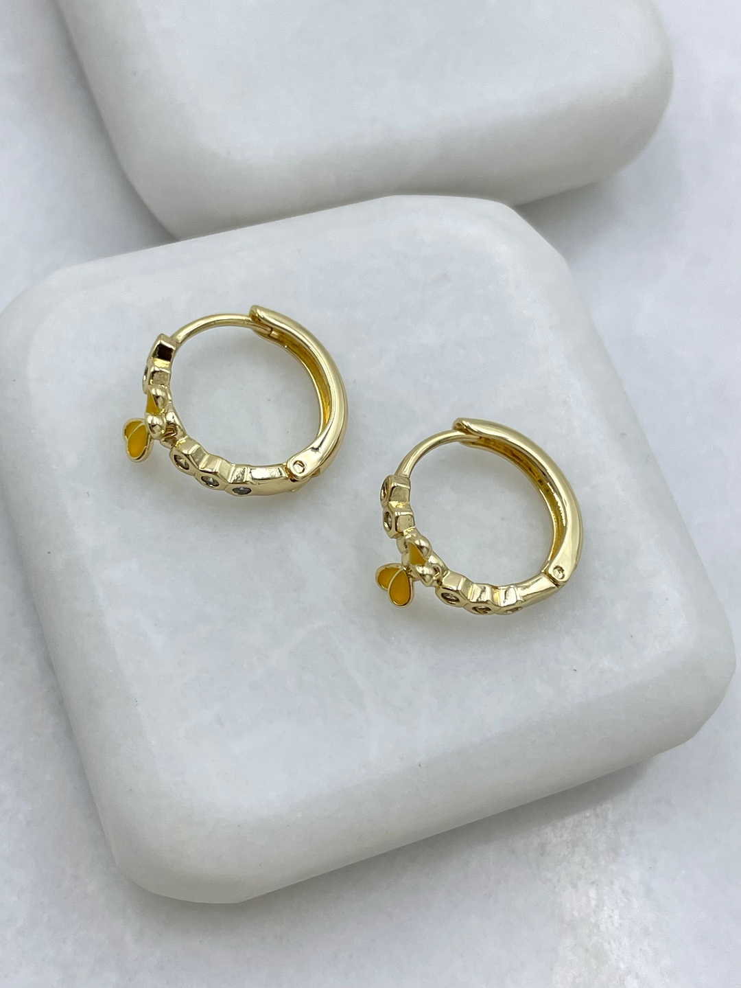 Özel Seri Dizi Altıgen Halka Küpe Gold