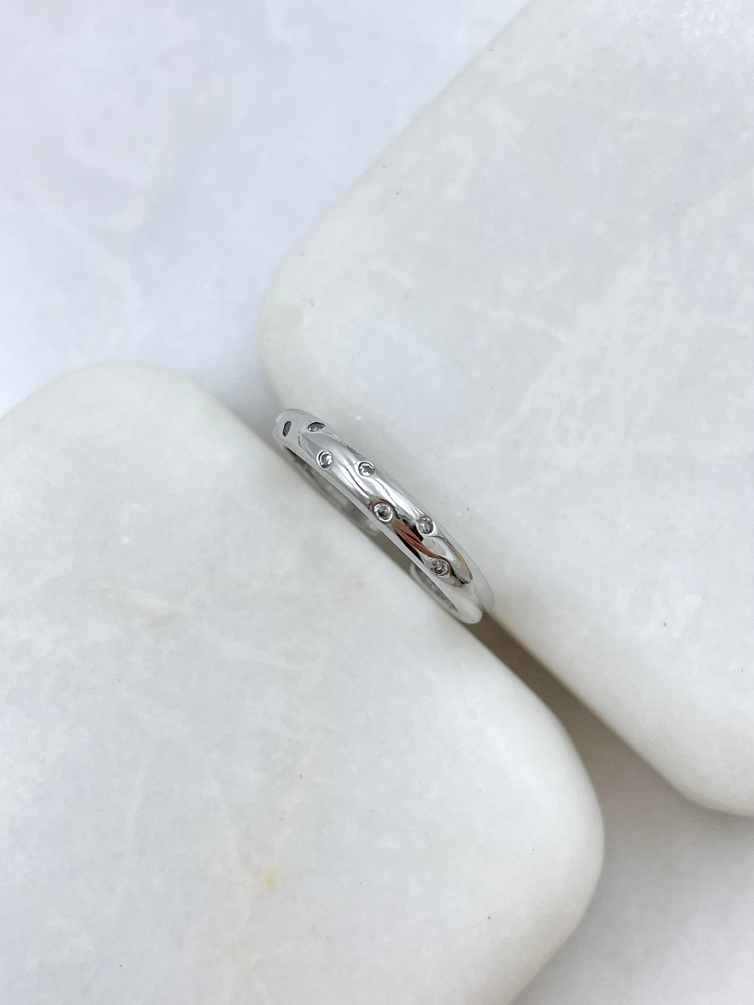 Altın Kaplama Minimal Kristal Taşlı Serçe Parmak Yüzüğü Gümüş