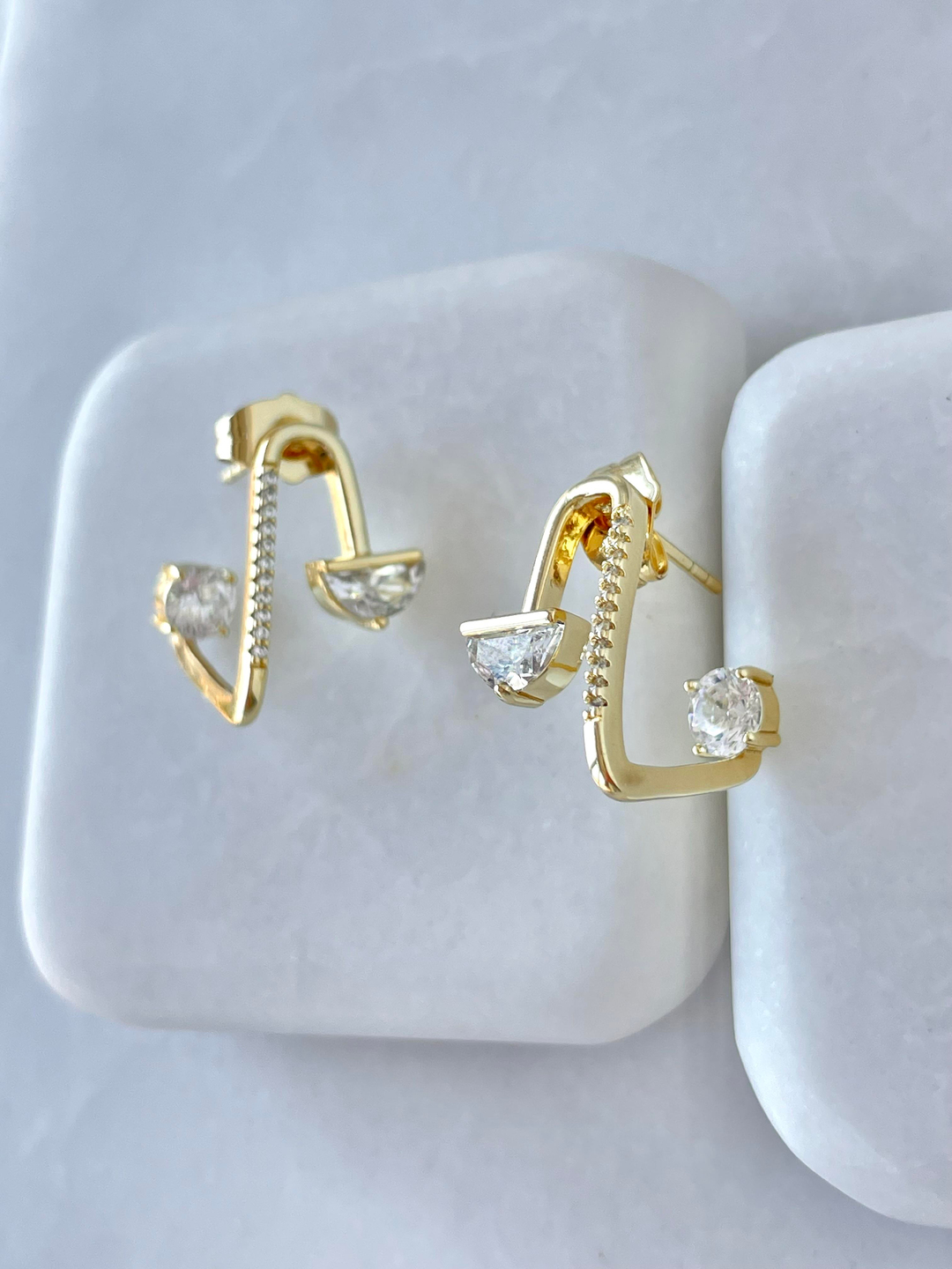 Özel Seri Kristal Taşlı Tasarım Küpe Gold