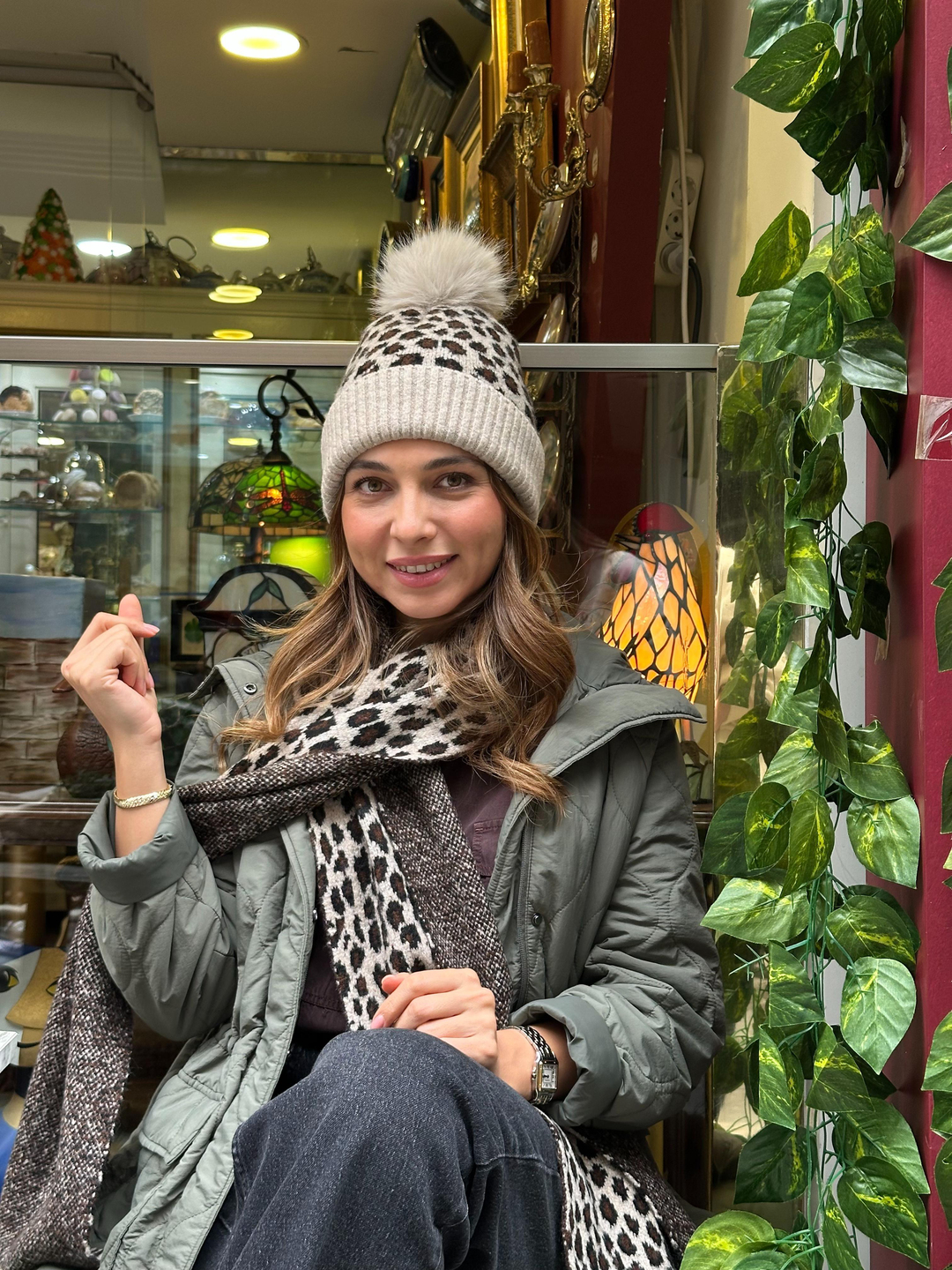 Leopar Desenli Atkı Renkli