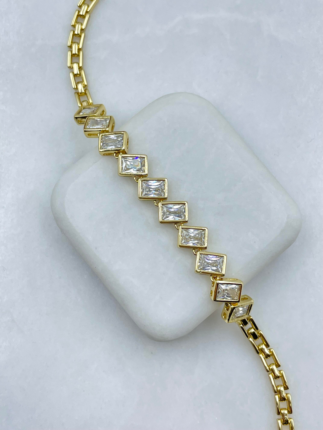 Özel Seri Dizi Kristal Taşlı Bileklik Gold