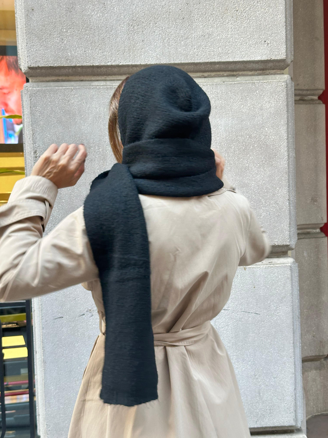 Kapüşonlu Tek Parça Atkı Siyah