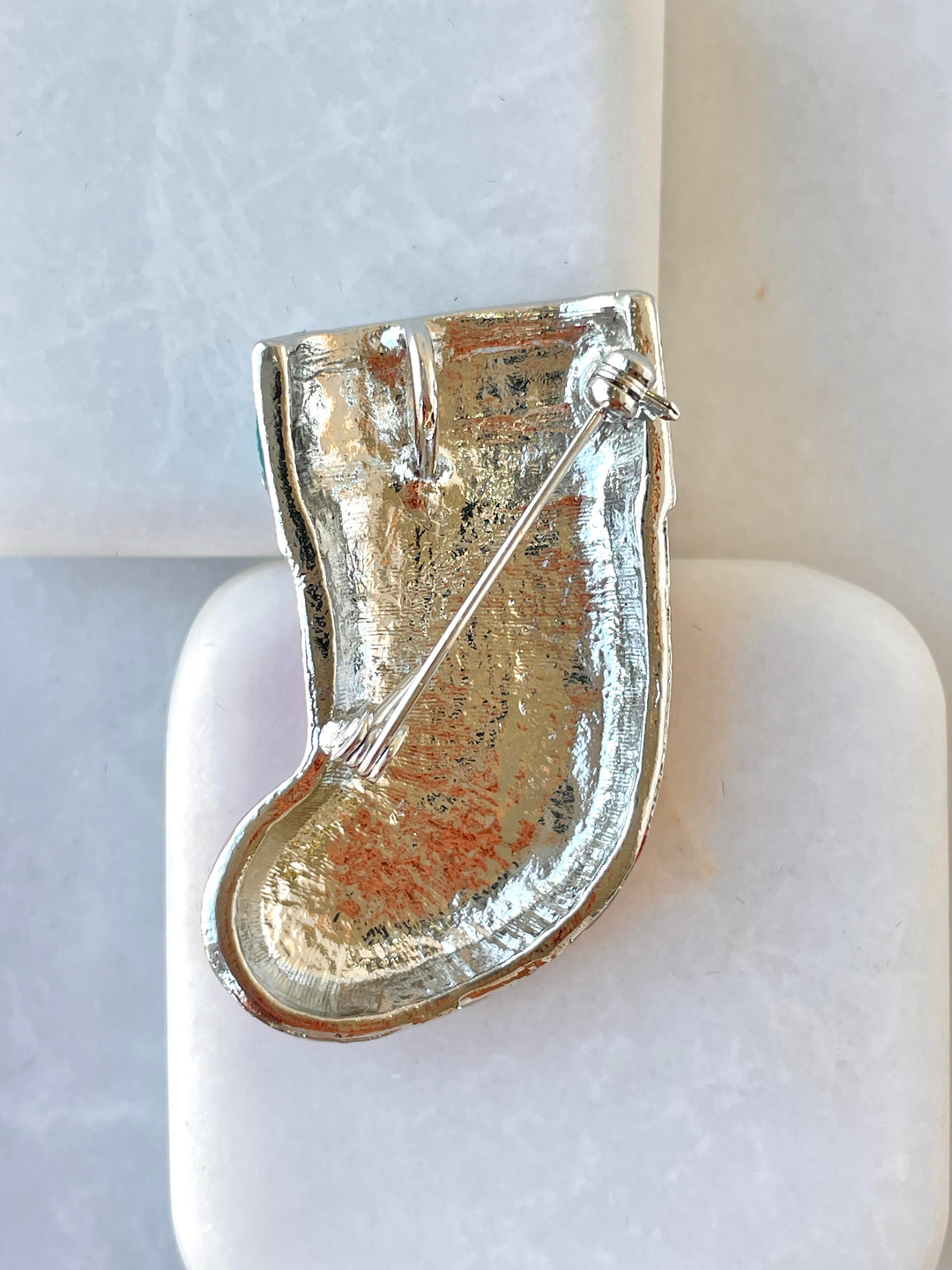 Merry Christmas Çorap Broş Gümüş Renk