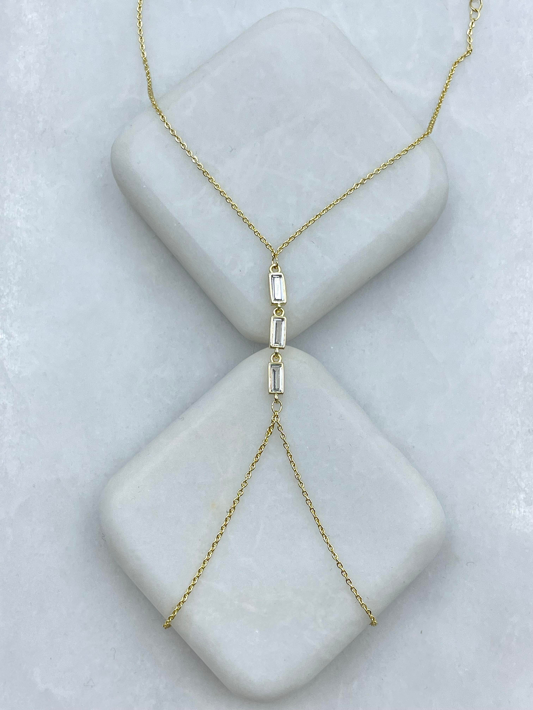 Altın Kaplama Baget Taşlı Minimal Şahmeran Gold