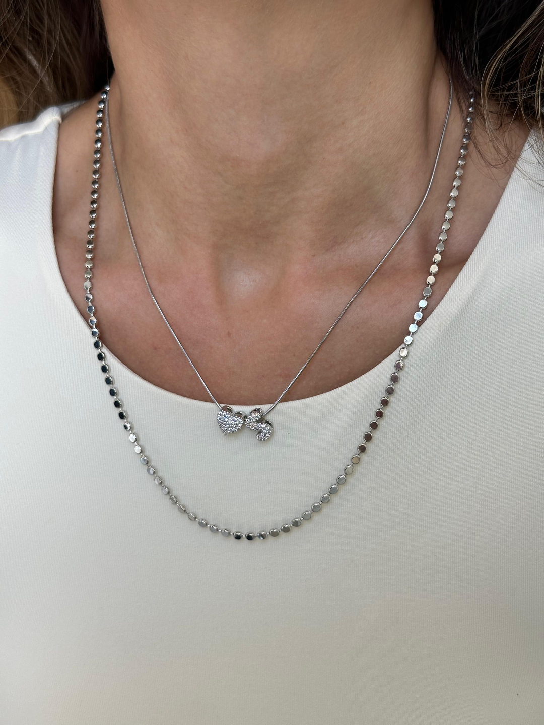 Çelik Gömme Taşlı Kalpli Harf Kolye Gümüş