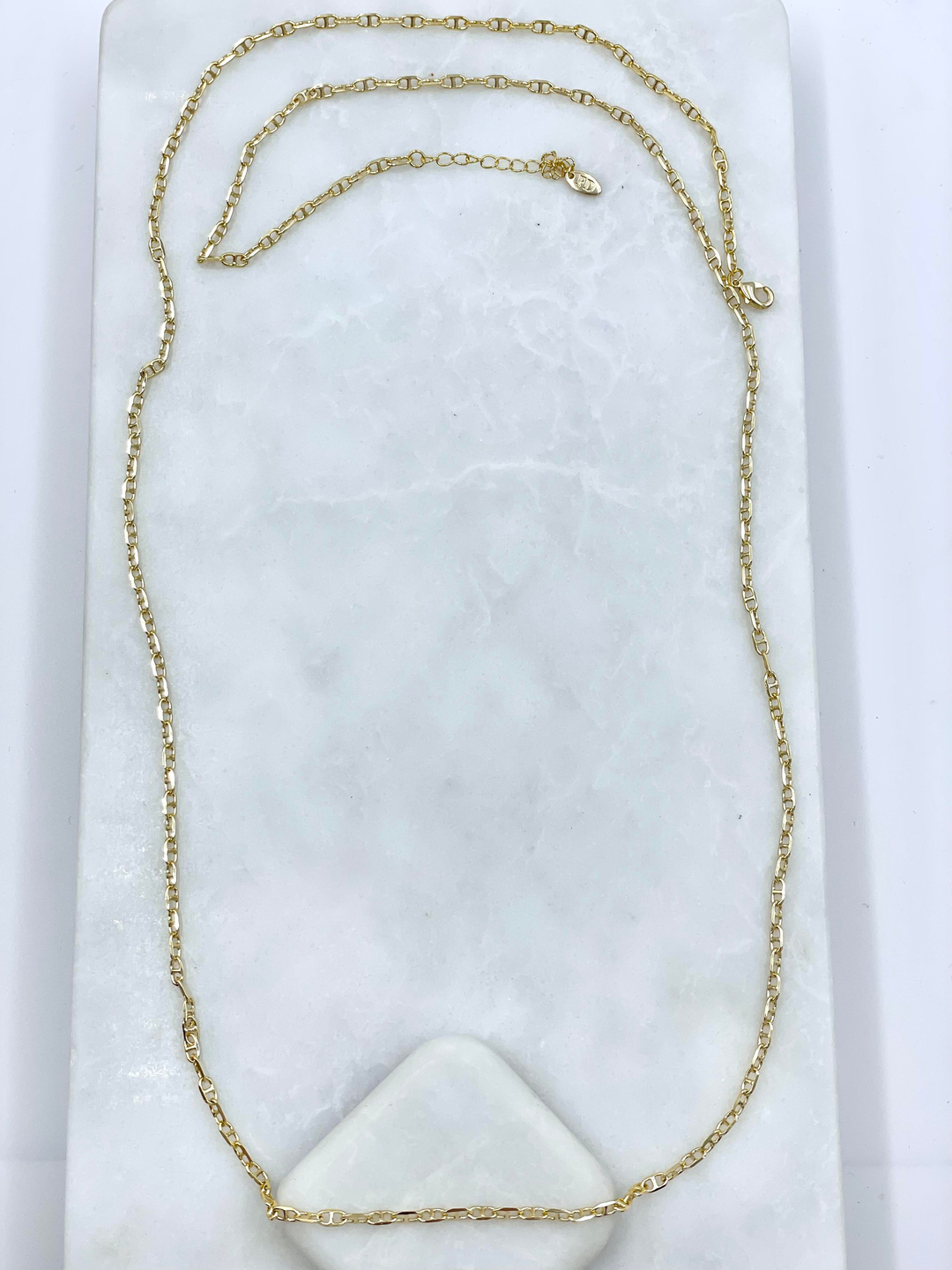 Altın Kaplama C Model Zincir Kolye 90 cm Gold