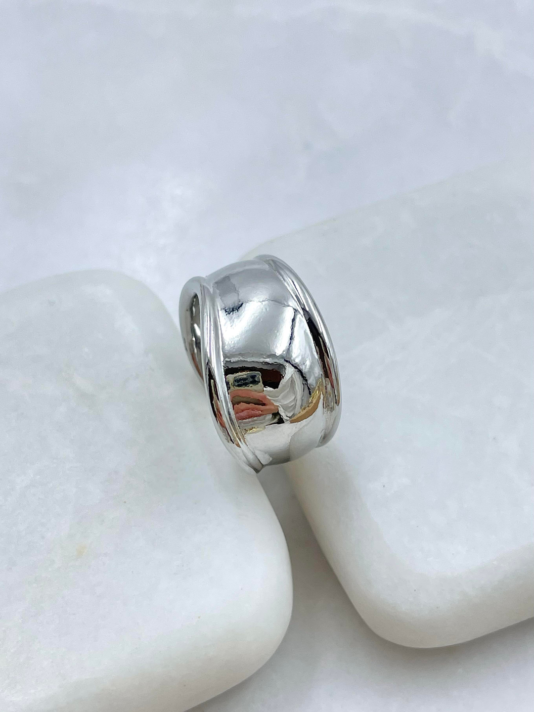 Altın Kaplama Asimetrik Plaka Yüzük Gümüş