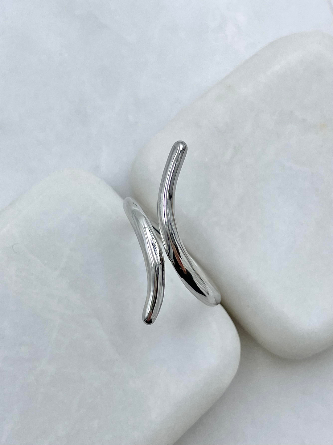 Altın Kaplama Bombeli İkili Sütun Yüzük Gümüş