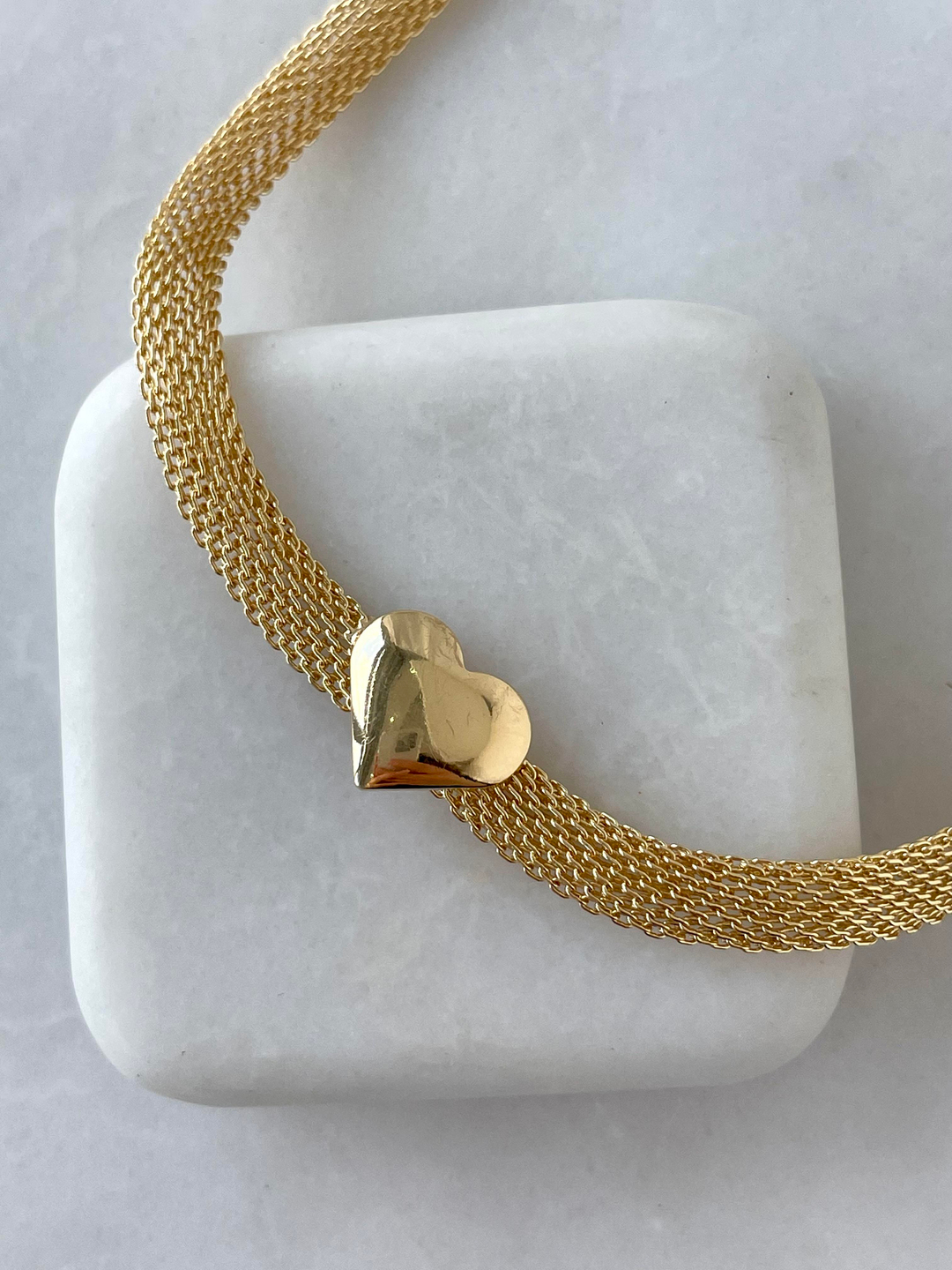 Altın Kaplama Kalp Hasır Kolye Gold