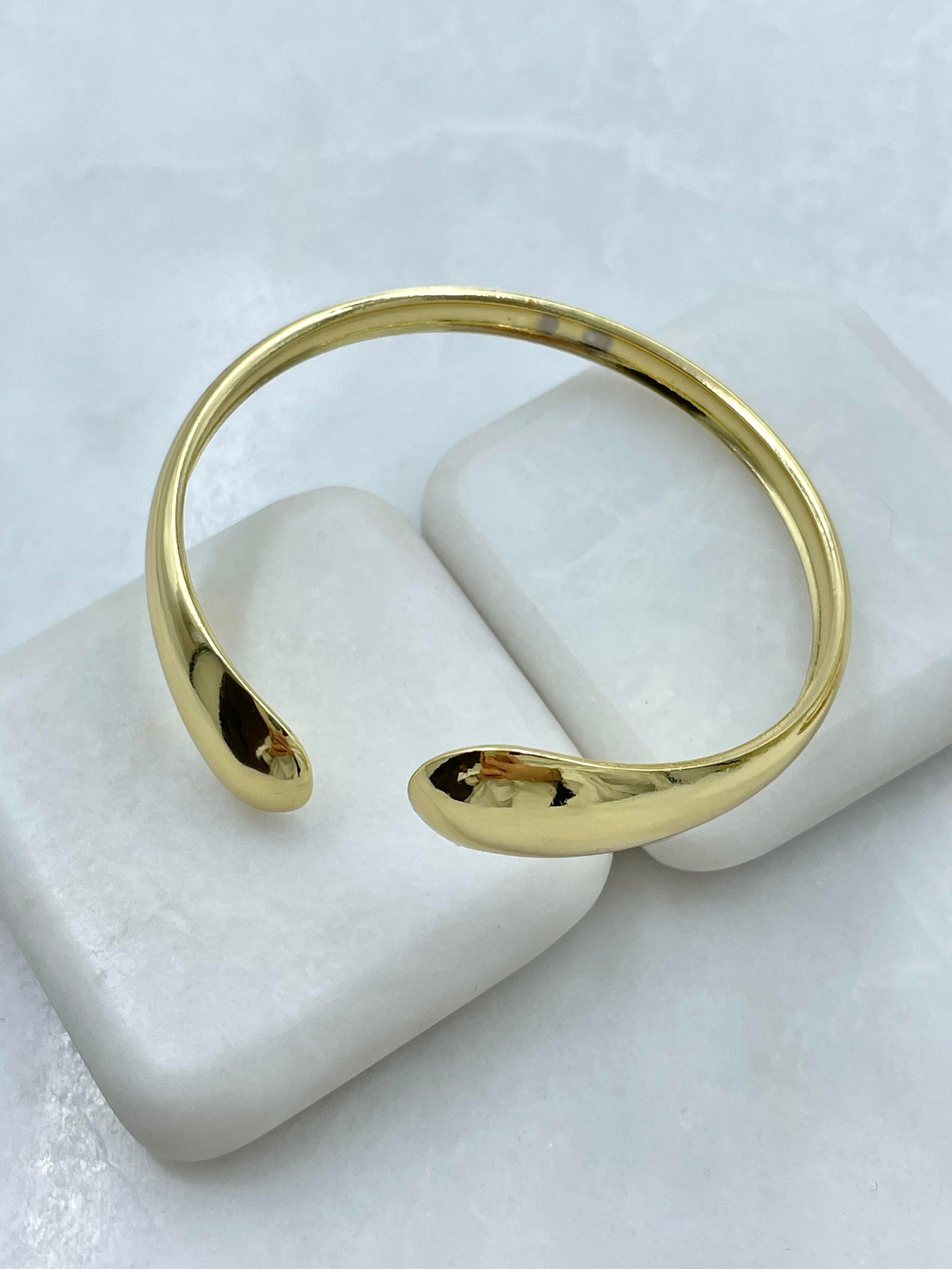 Çelik Bombeli İkili Sütun Kelepçe Bileklik Gold