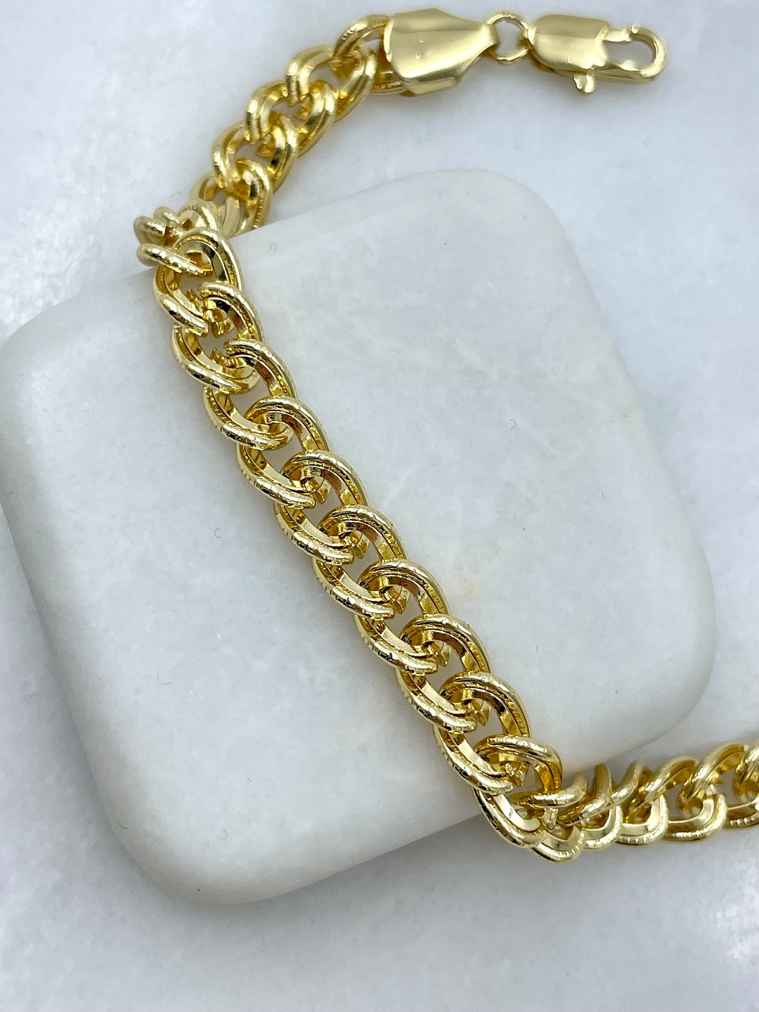 Altın Kaplama İkili Zincir Model Bileklik Gold