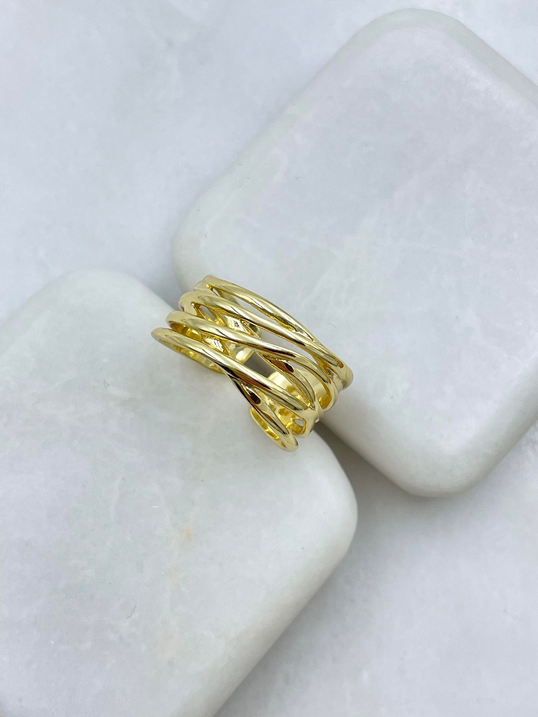 Altın Kaplama İkili Çapraz Model Yüzük Gold