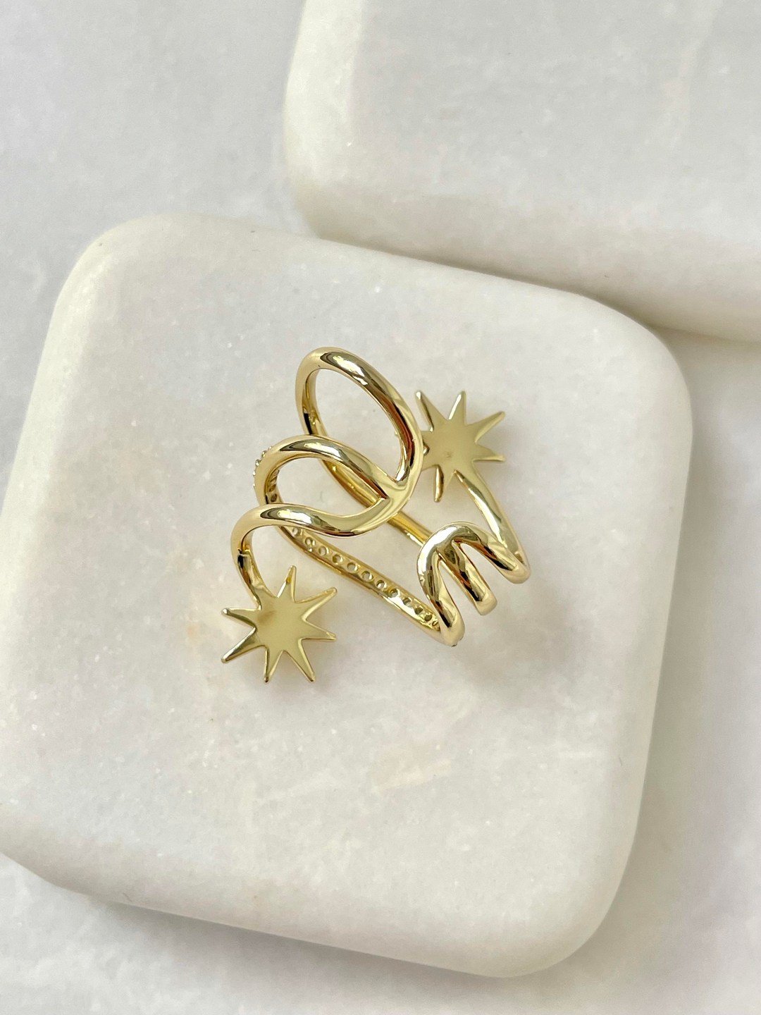 Özel Seri Zirkon Taşlı Yıldız Model Kıkırdak Küpe Gold