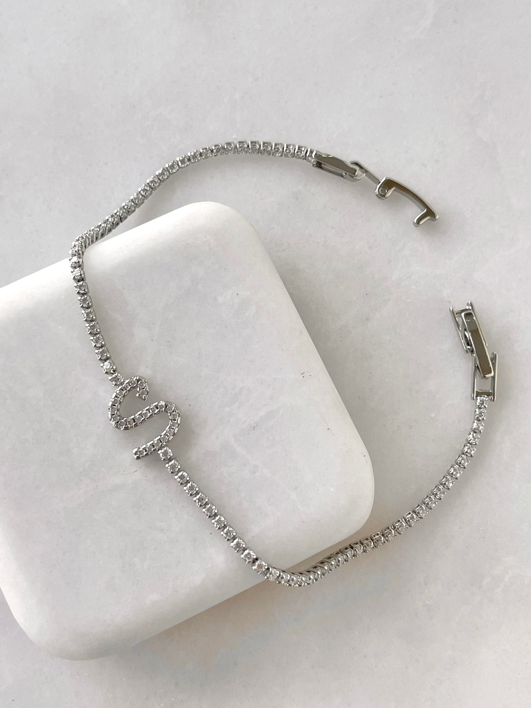 Çelik Harfli Su Yolu Bileklik Gümüş