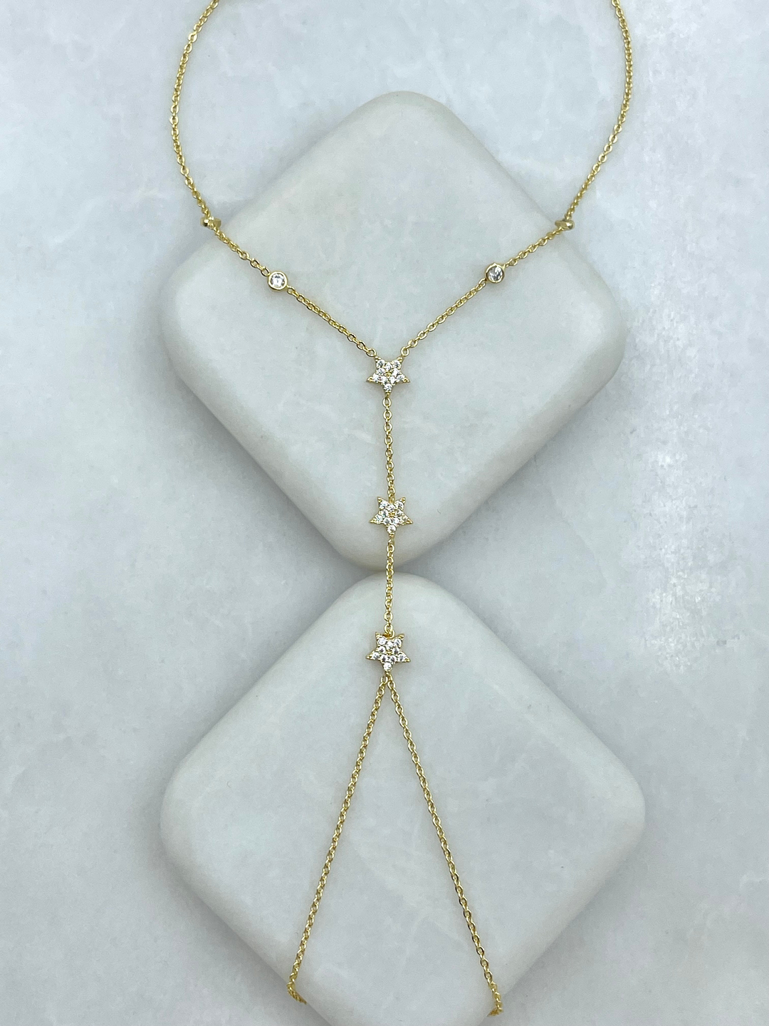 Altın Kaplama Gömme Taşlı Üçlü Yıldız Şahmeran Gold