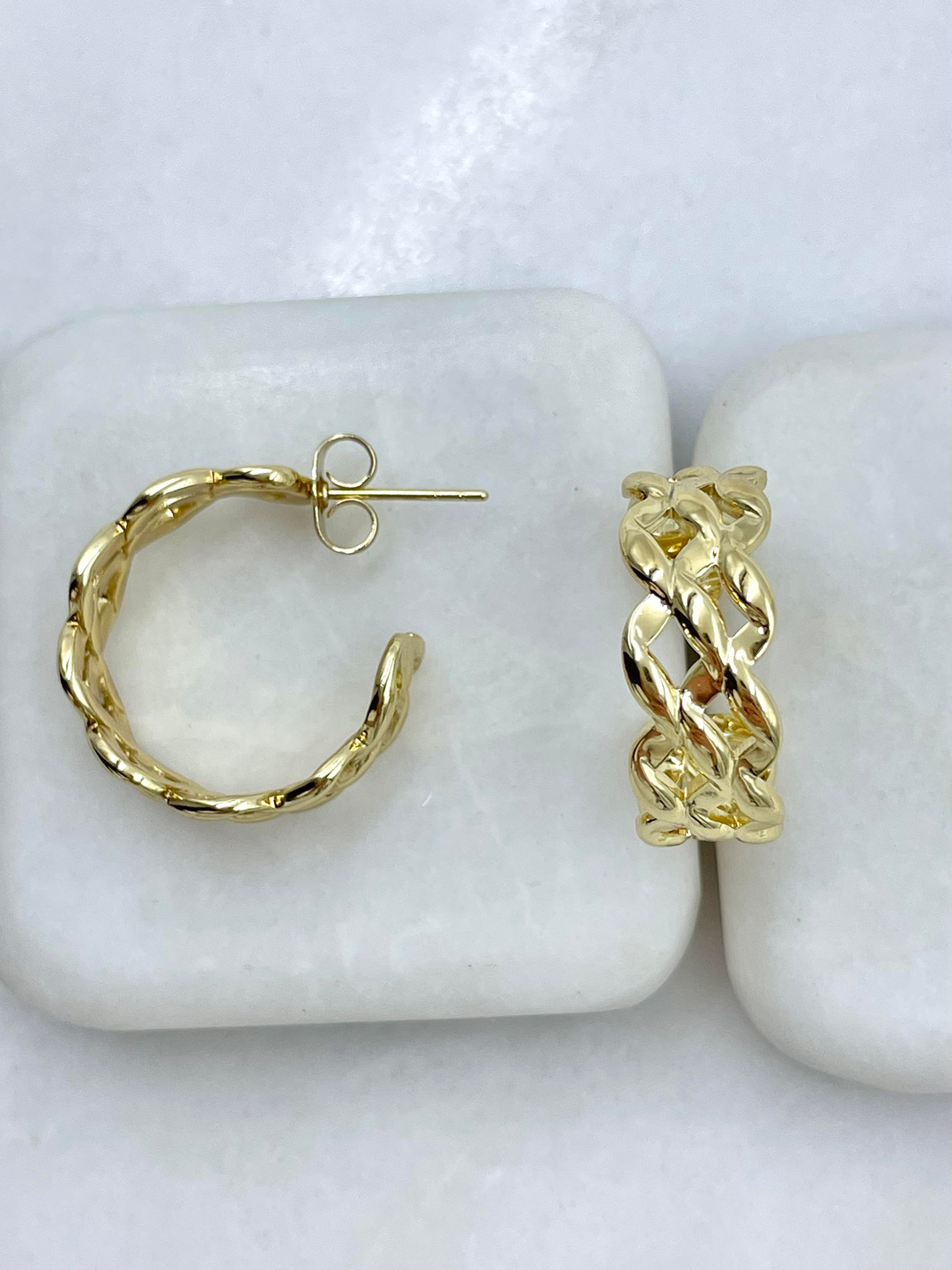 Özel Seri Zincir Model Halka Küpe Gold