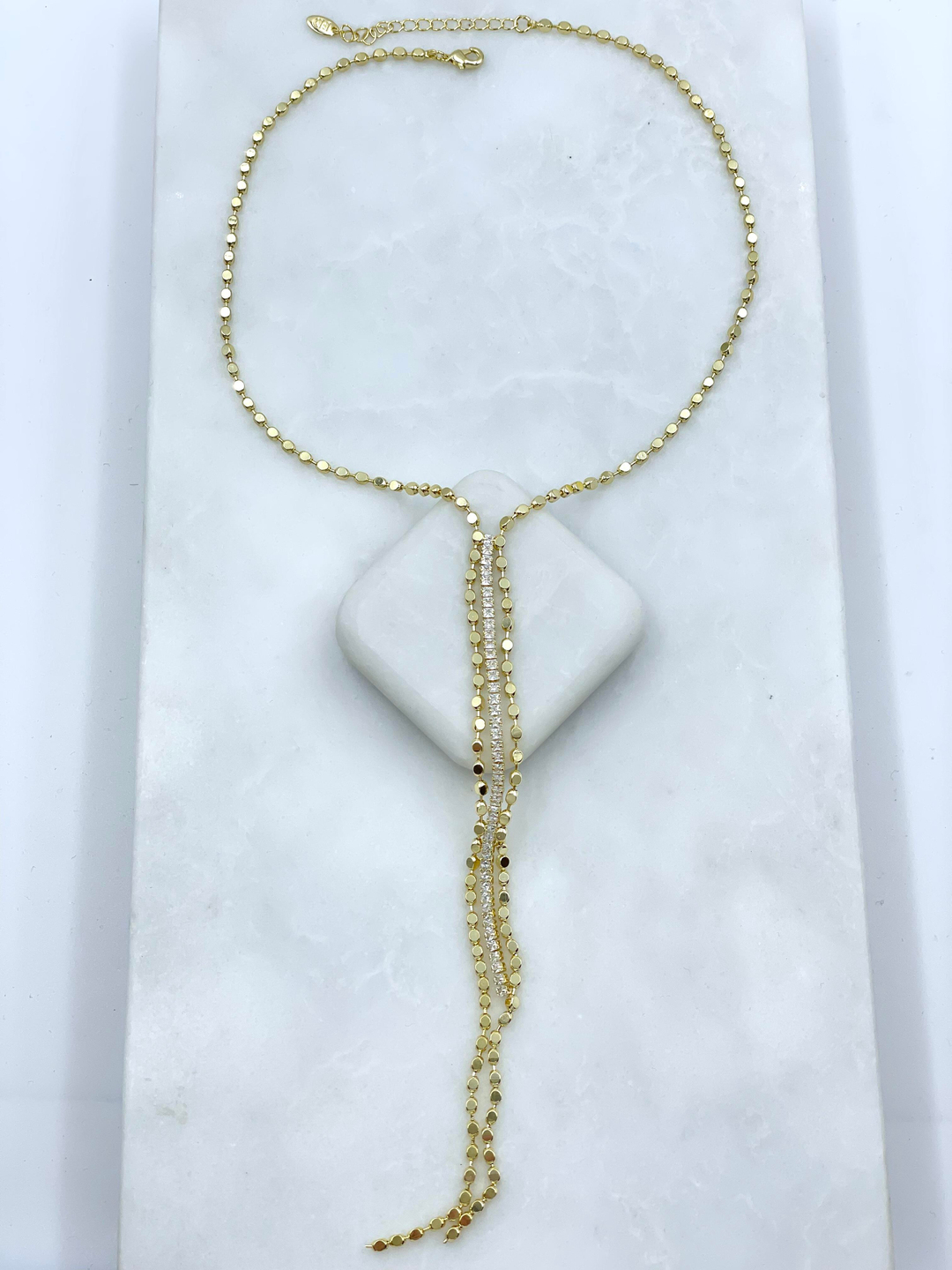 Altın Kaplama Su Yolu Arpa Zincir Y Model Kolye Gold