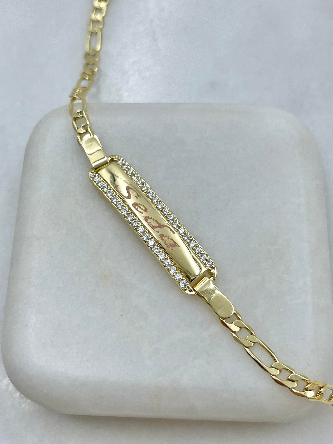 Altın Kaplama Çocuk Künyesi Bileklik Gold