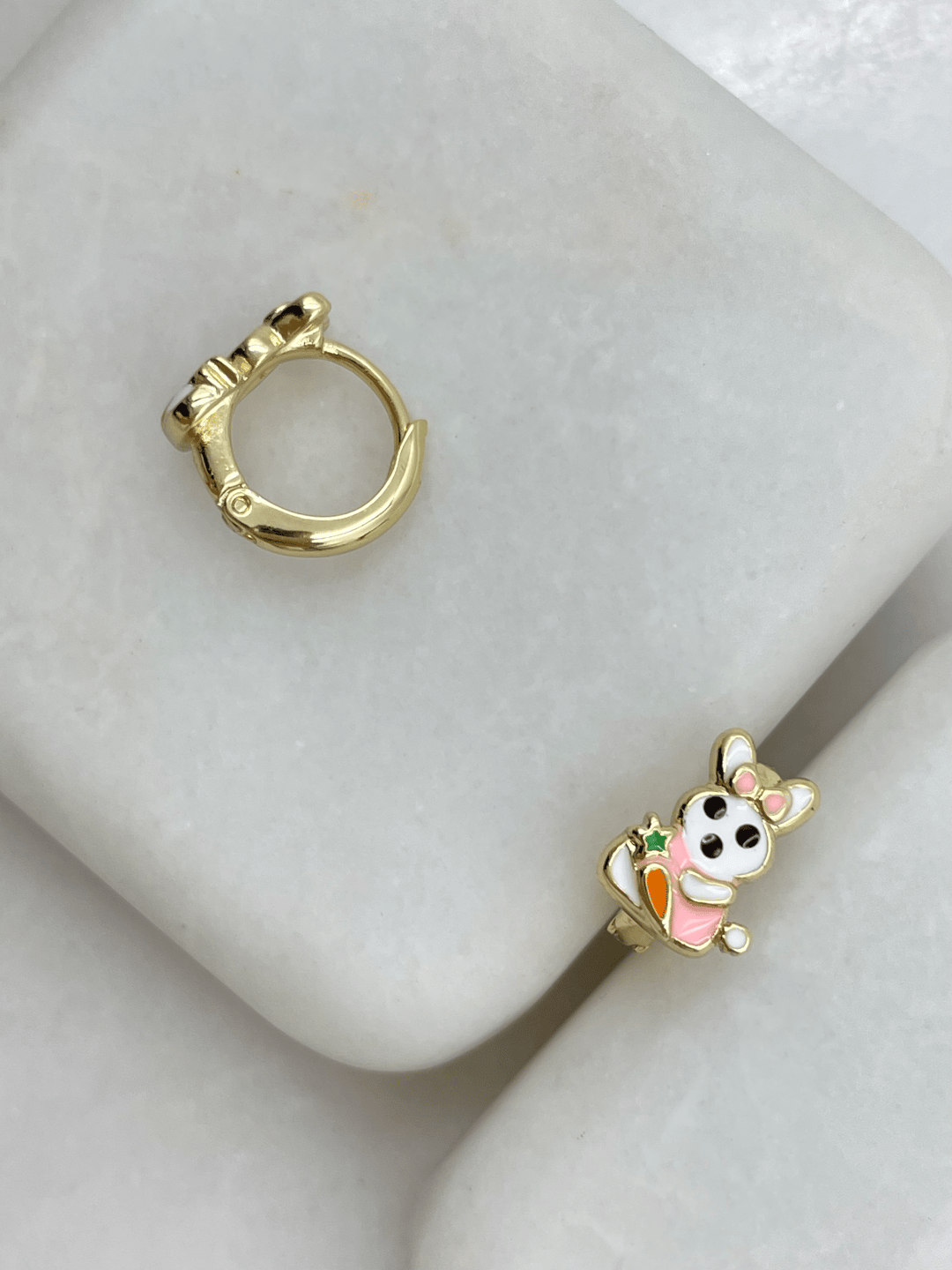 Özel Seri Havuçlu Tavşan Halka Küpe Gold