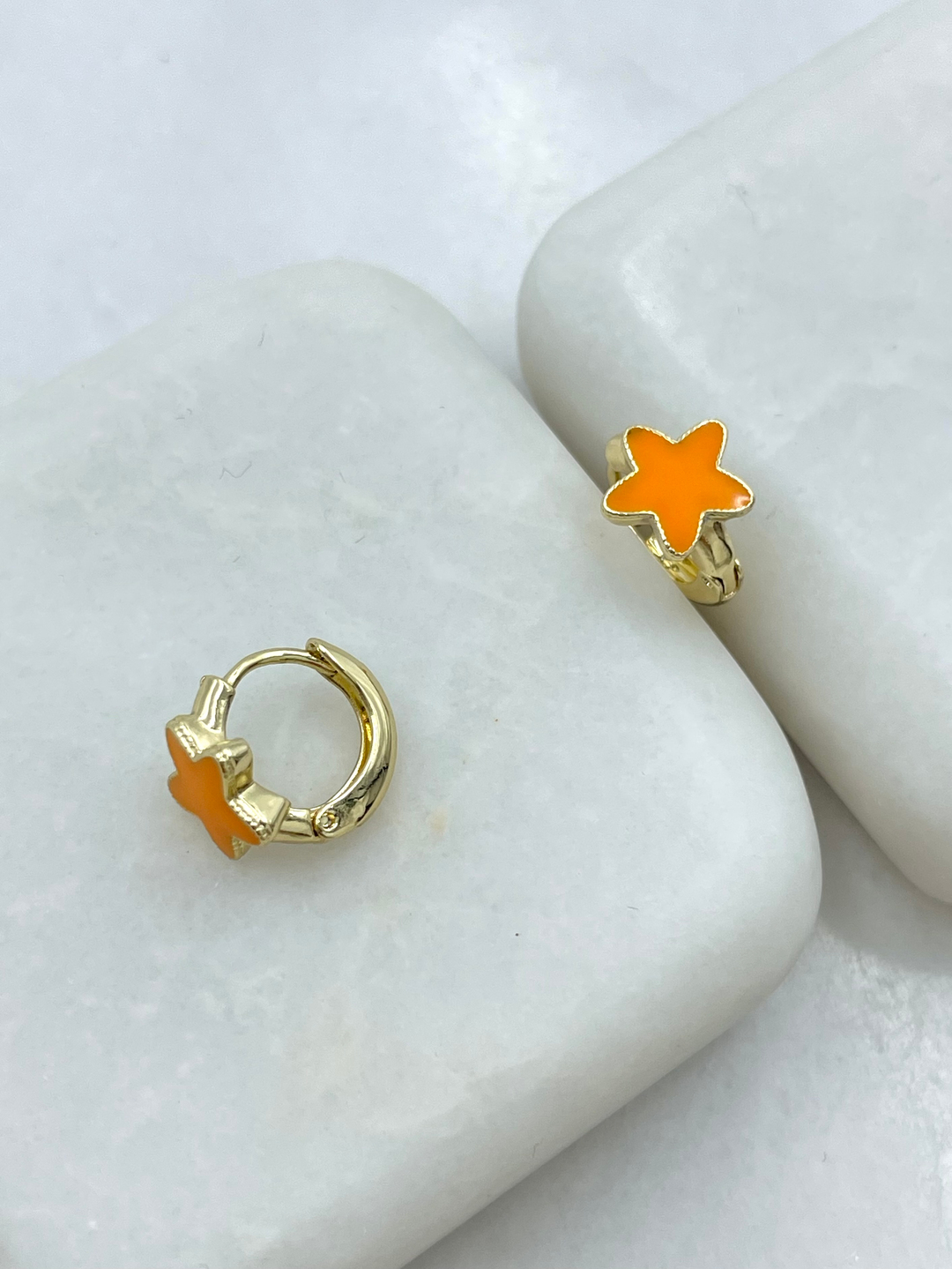 Özel Seri Mineli Yıldız Küpe Turuncu