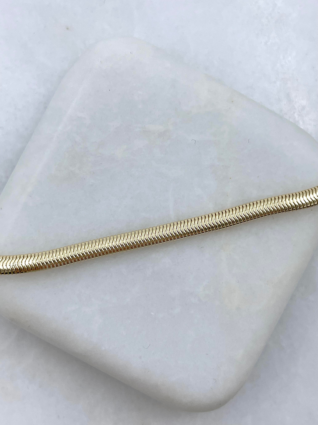 Altın Kaplama İnce Yassı Yılan Zincir Kolye 50 cm Gold