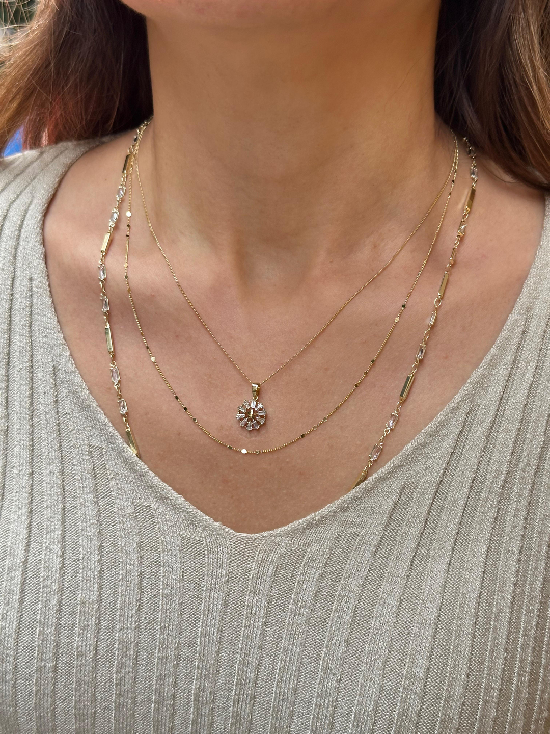 Özel Seri Baget Taşlı Minimal Yıldız Kolye 45 cm Gold