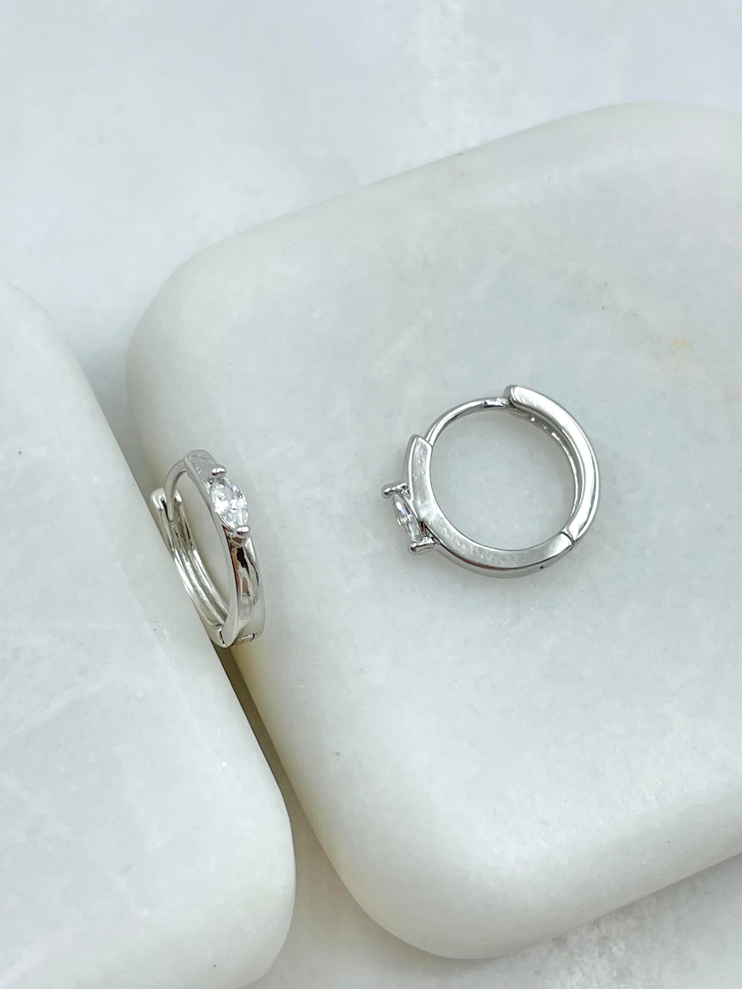 Özel Seri Kristal Taş Halka Küpe Gümüş