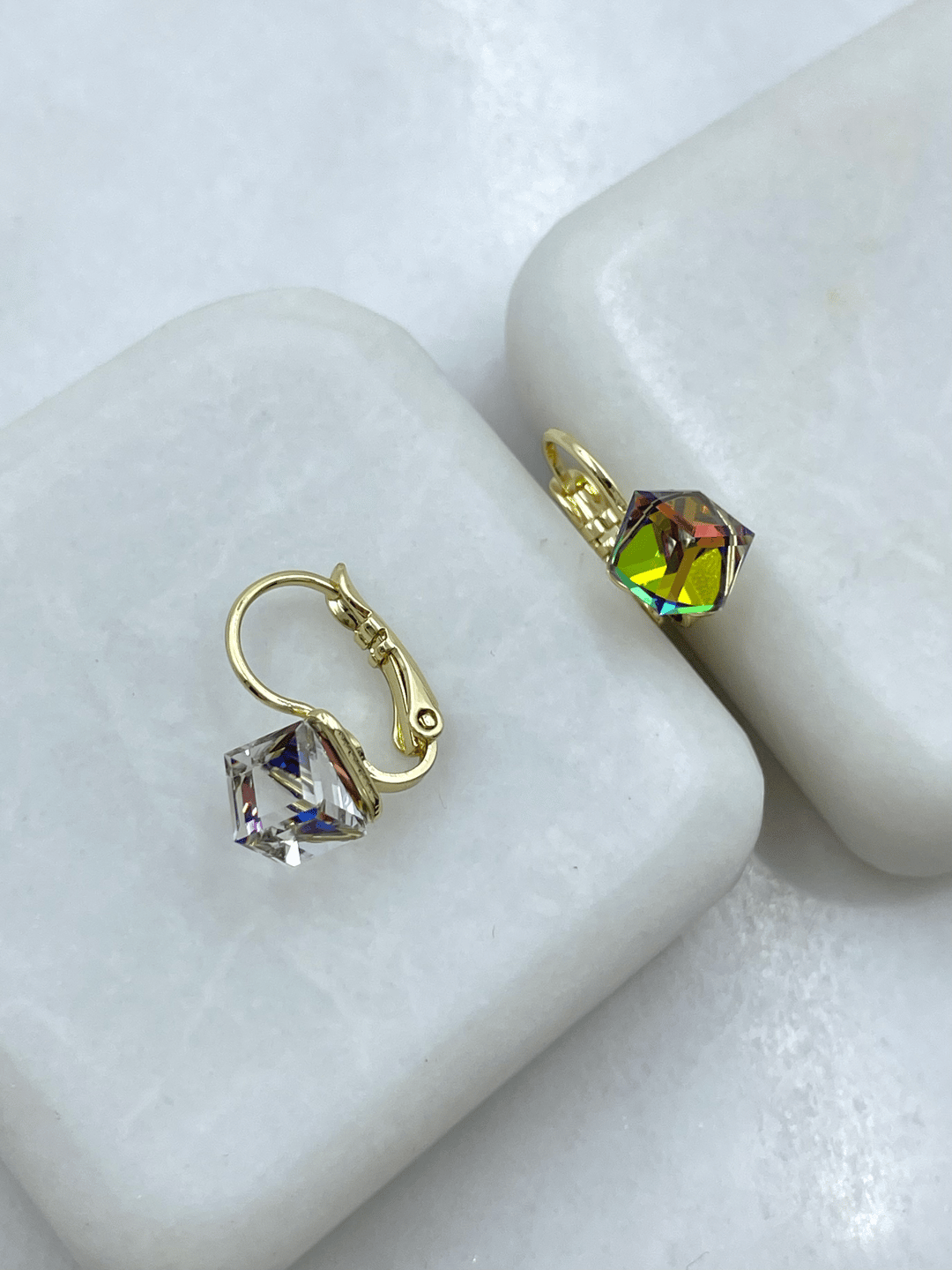 Özel Seri Renkli Swarovski Taşlı Küpe Gold