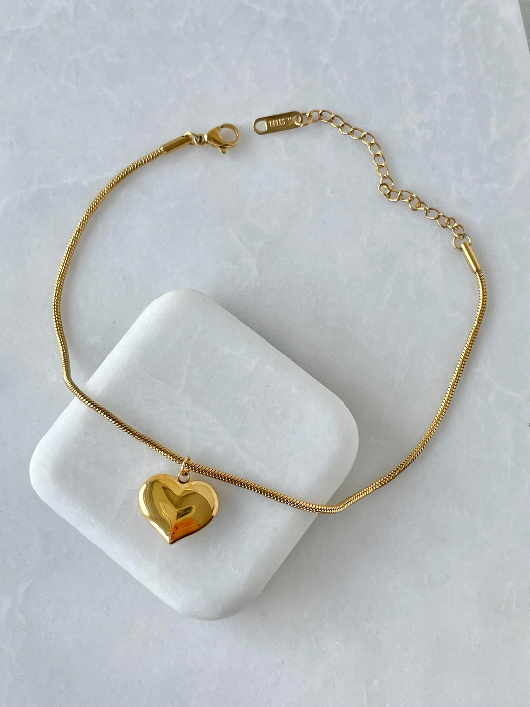 Çelik Bombe Kalp Sallantılı Yılan Zincir Halhal Gold