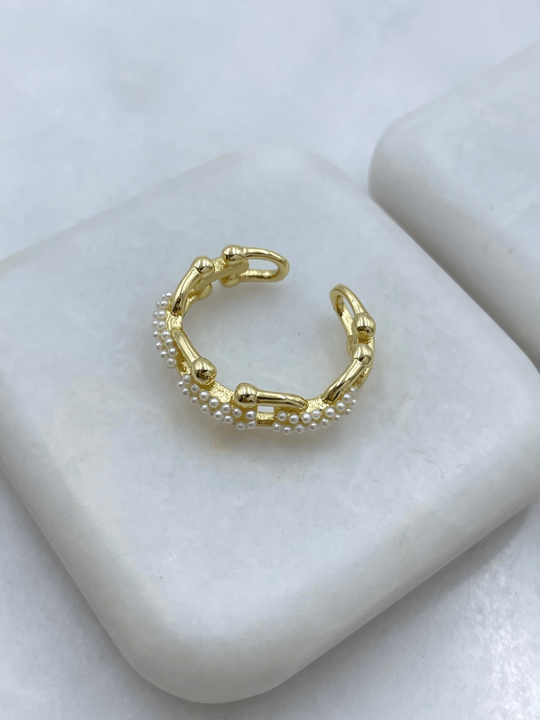 Altın Kaplama İncili Tasarım Model Yüzük Gold