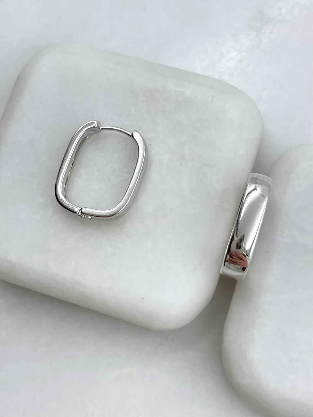 Özel Seri Köşeli Dikdörtgen Küpe Gümüş