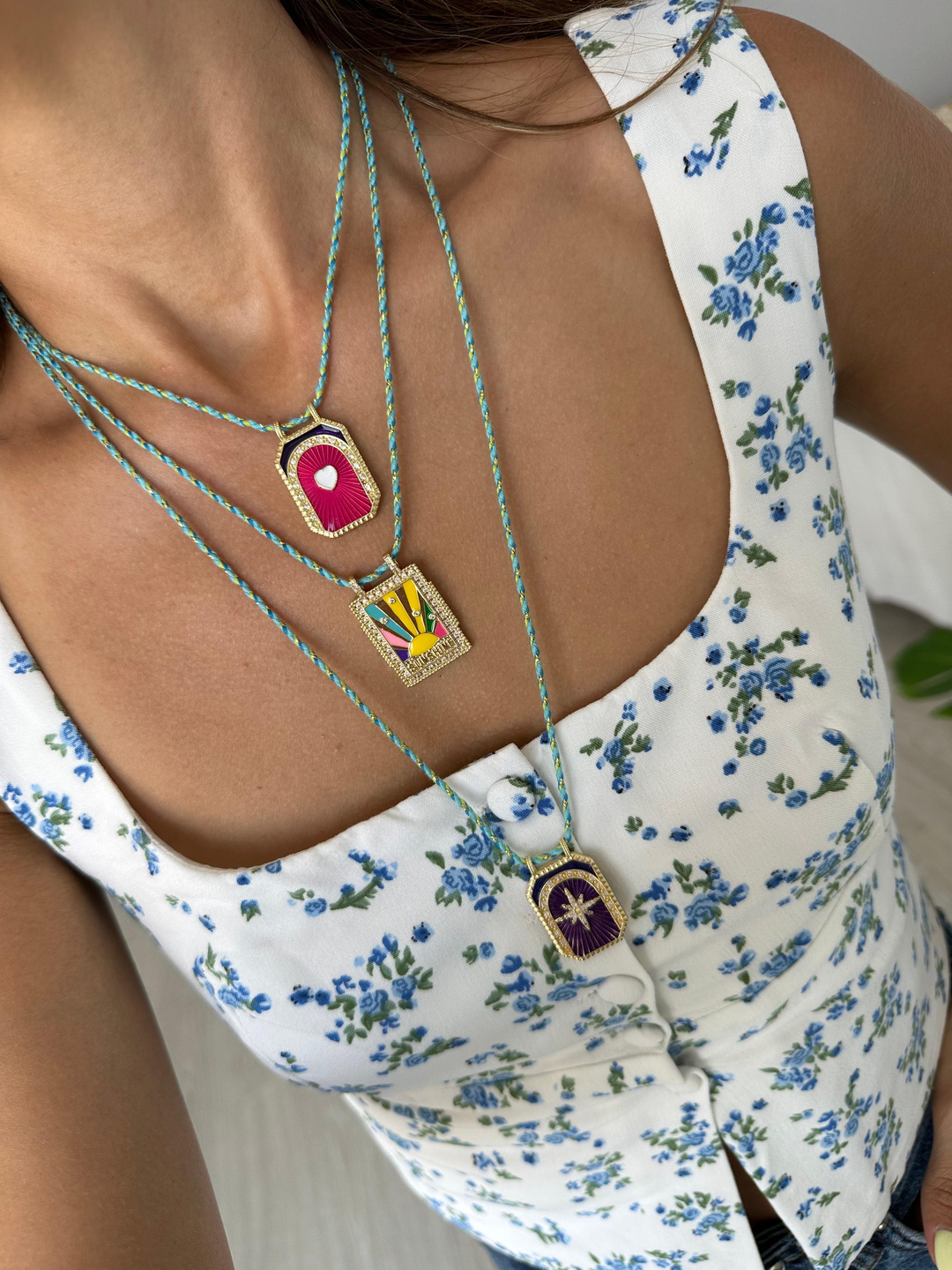 Sunshine Sallantılı Işıltılı İp Kolye Gold