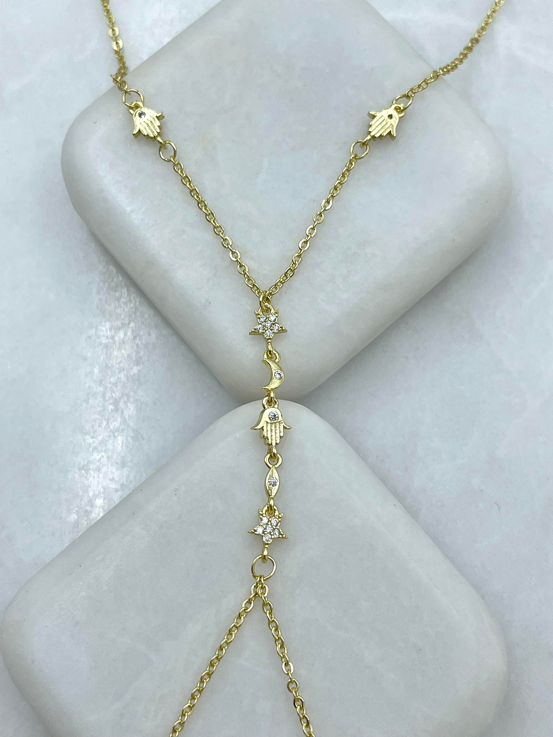 Altın Kaplama Minimal Yıldız ve Ay Model Zincir Şahmeran Gold