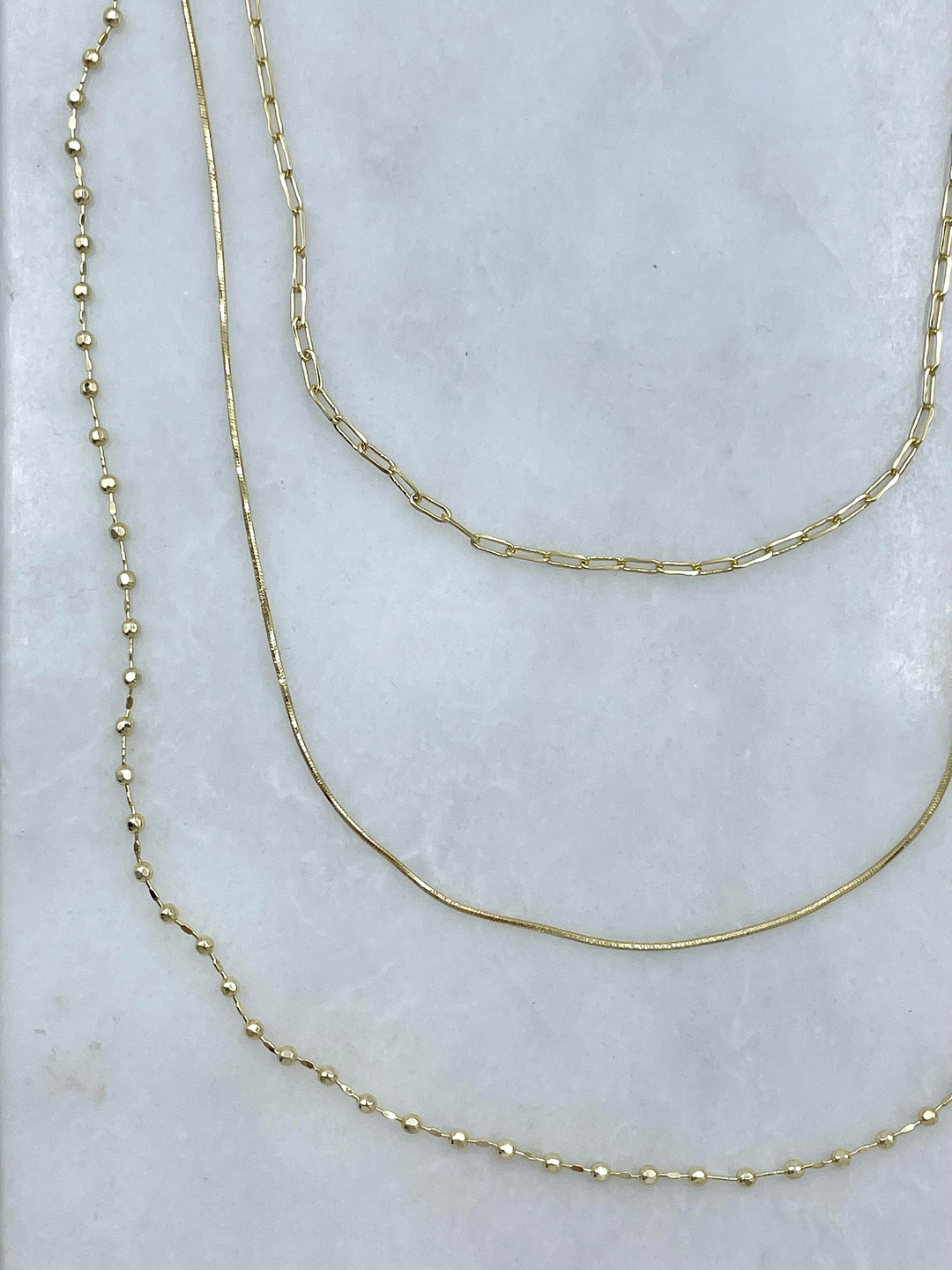 Altın Kaplama Topçuk ve Ataç Zincir Üçlü Kolye Gold