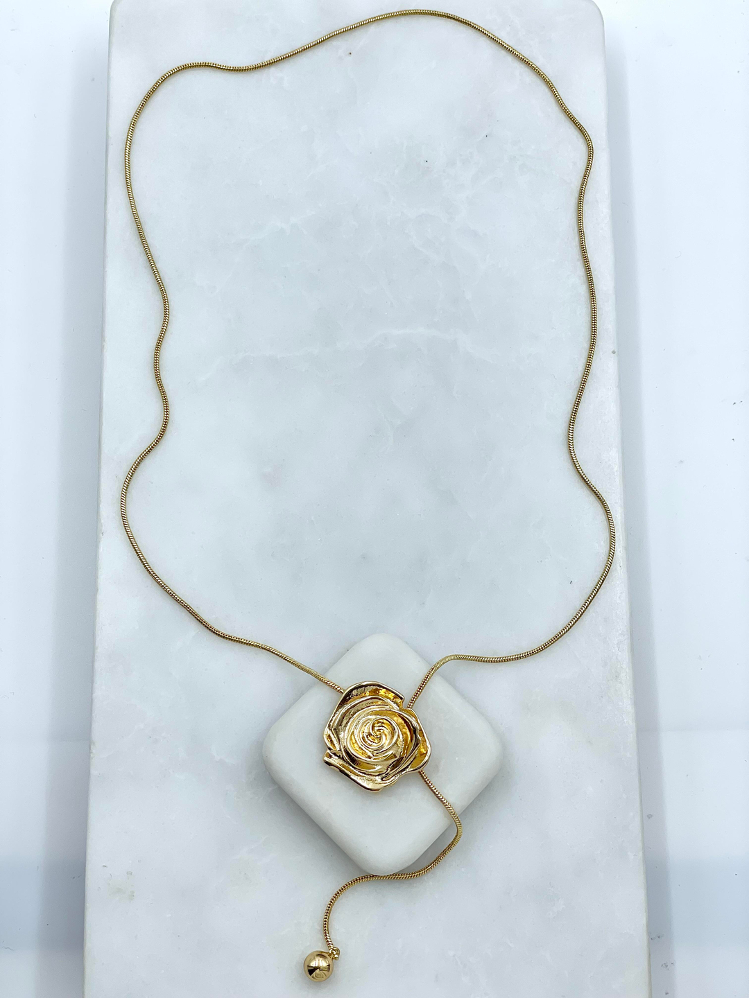 Altın Kaplama Gül Model Asansörlü Kolye Gold