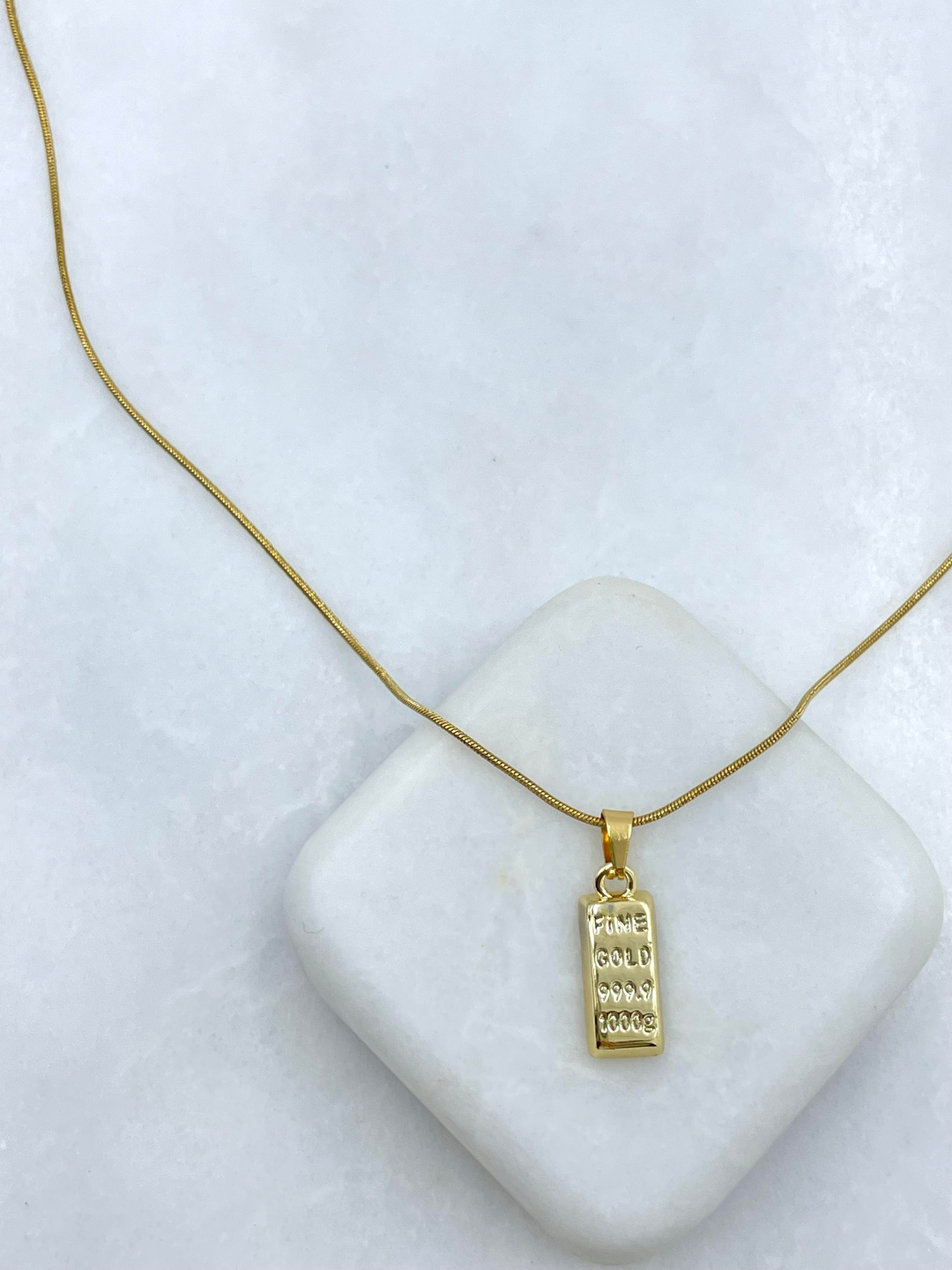 Çelik Küçük Külçe Kolye 45 cm Gold