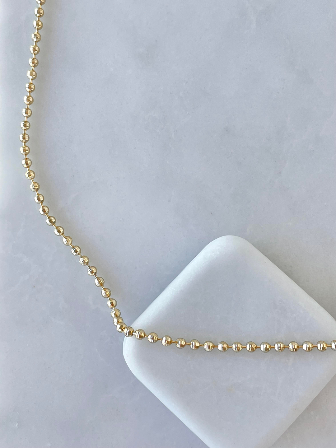 Özel Seri Işıltılı Top Zincir Kolye 50 cm Gold