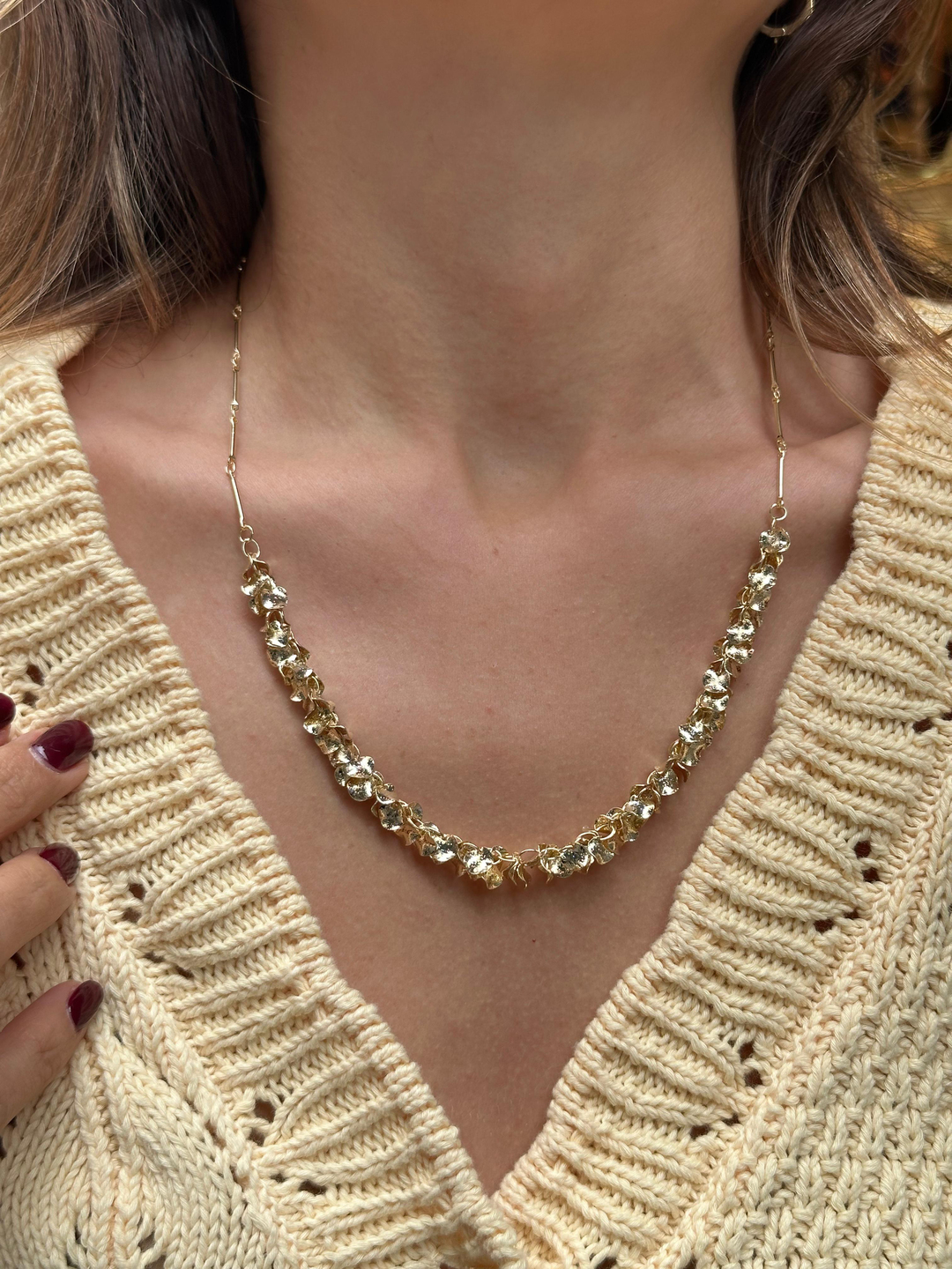 Altın Kaplama Dalga Plaka Sallantılı Boru Zincir Kolye 60cm Gold