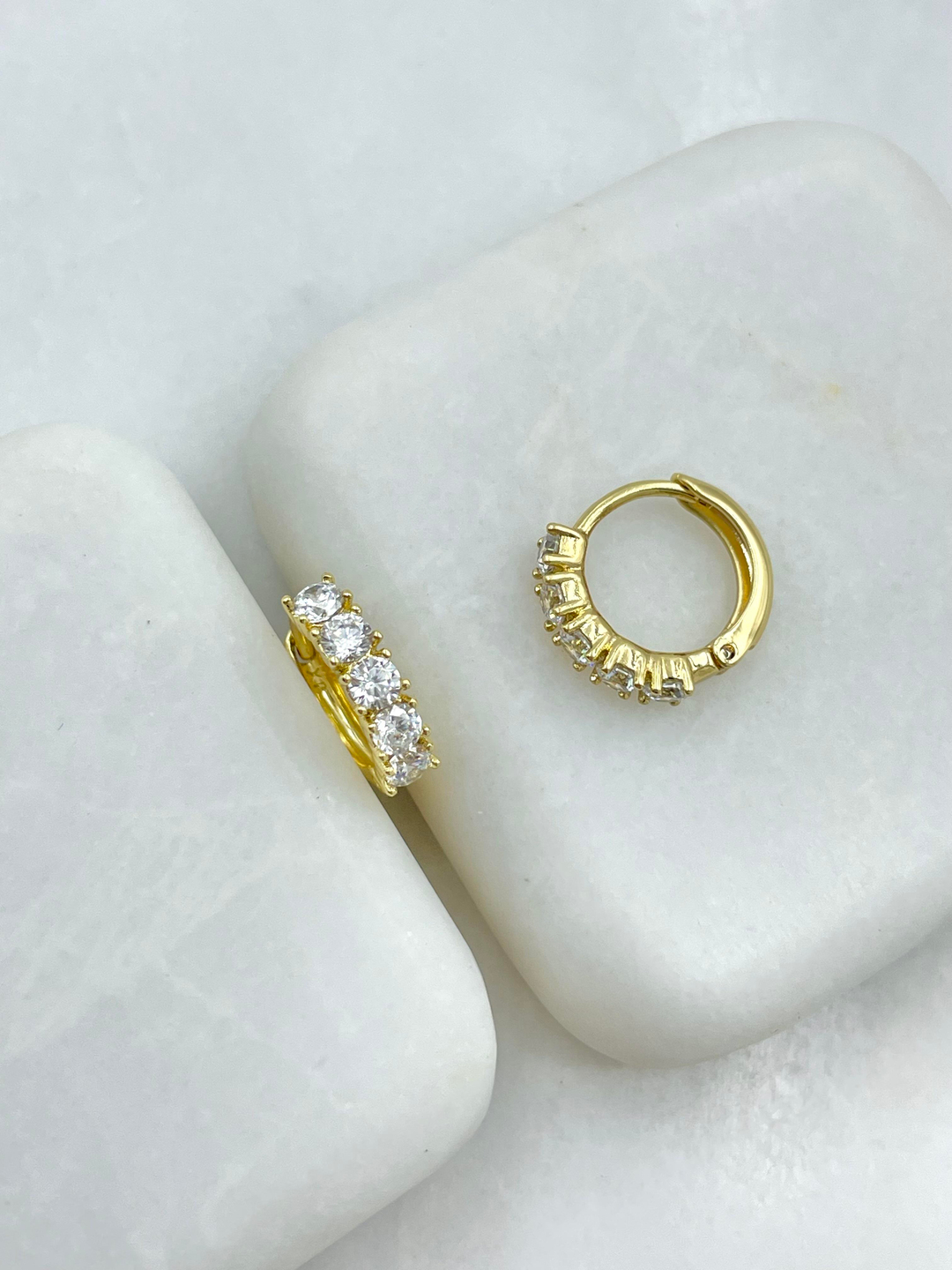 Özel Seri Zirkon Taşlı Halka Küpe Gold