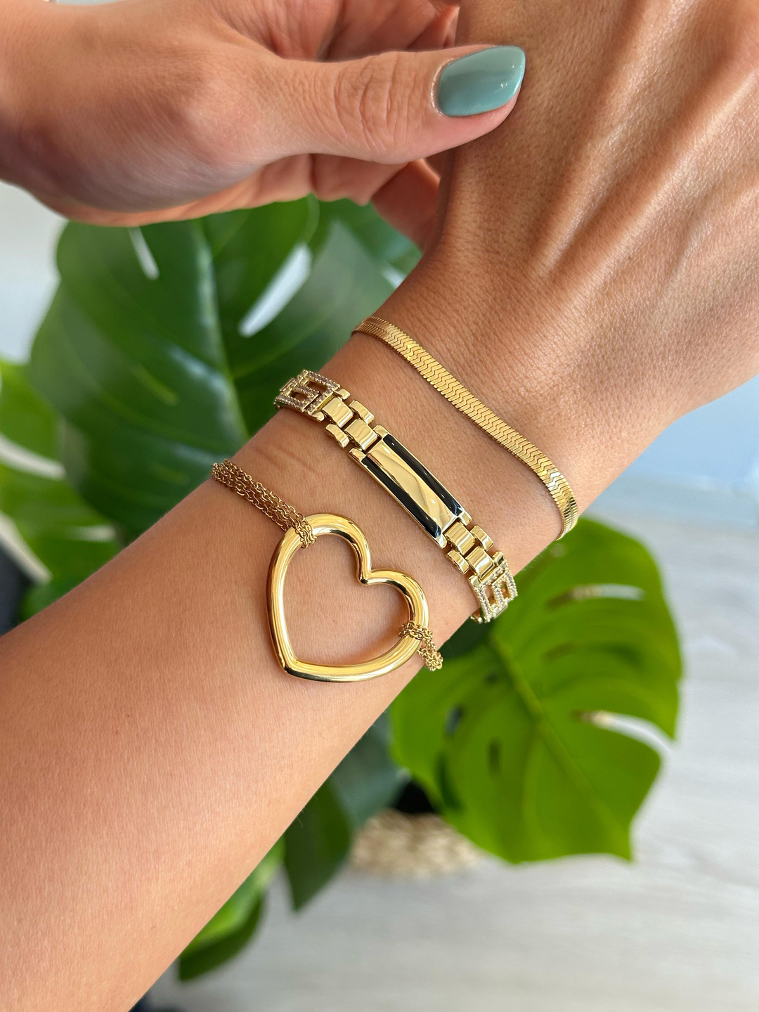 Çelik İtalyan Zincir Bileklik Altın Renk