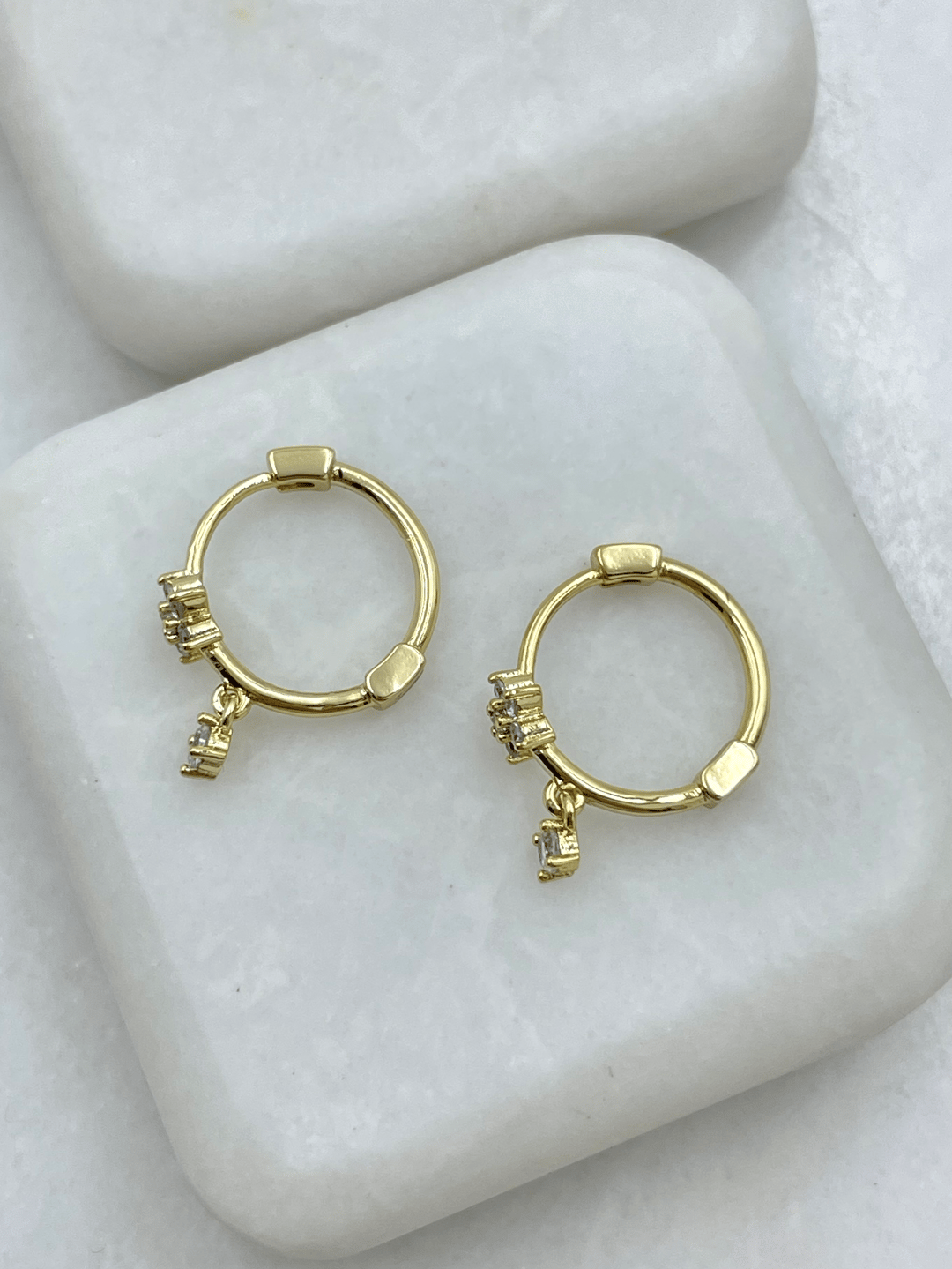 Özel Seri Kristal Taş Sallantılı Tasarım Çiçek Halka Küpe Gold