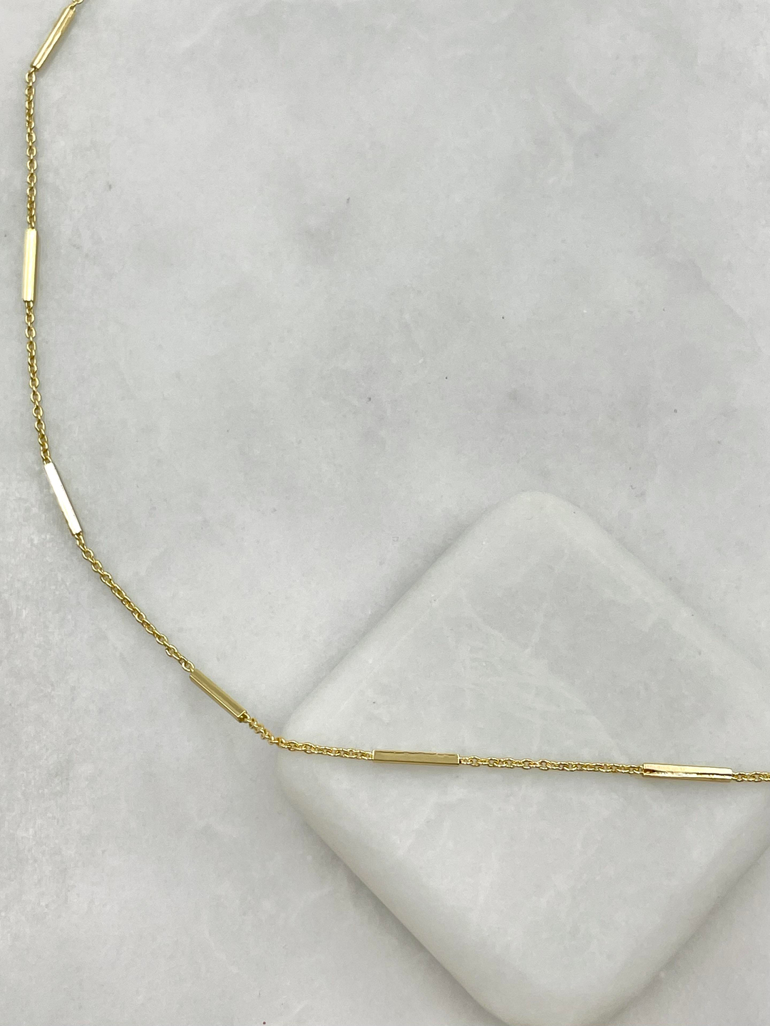 Altın Kaplama Sütun Model Zincir Kolye 50 cm Gold