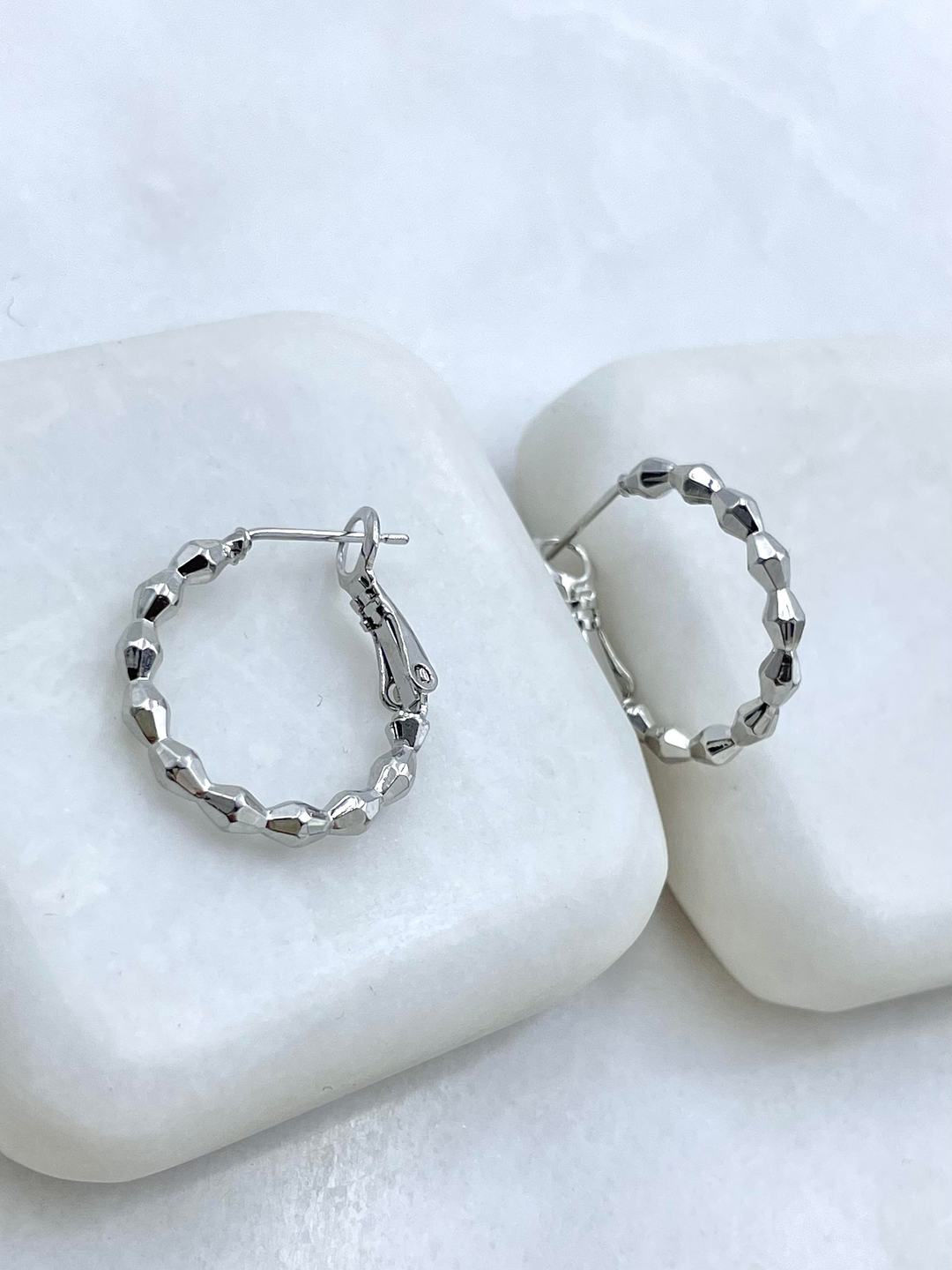 Altın Kaplama Petek Model Halka Küpe Gümüş