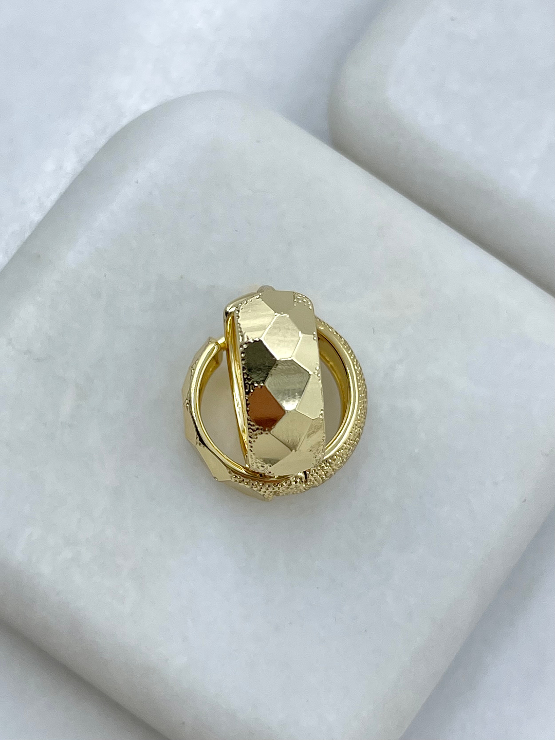 Altın Kaplama Lazer Işıltılı Halka Küpe Gold