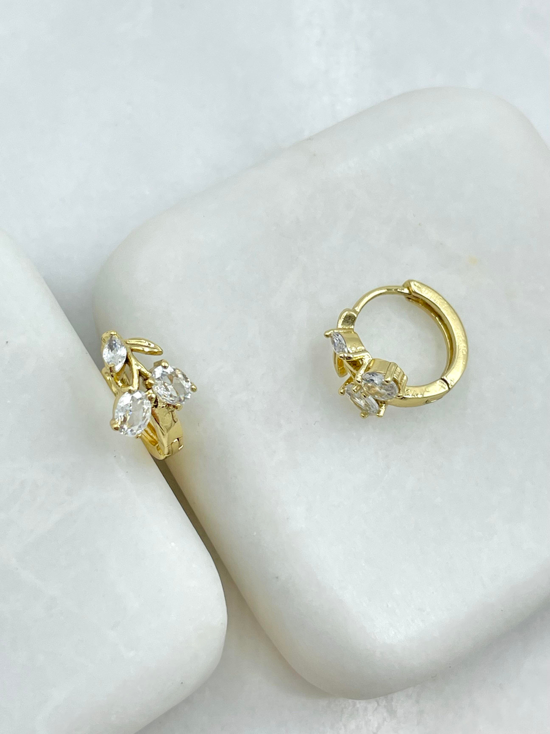 Özel Seri Zirkon Taşlı Kiraz Küpe Gold