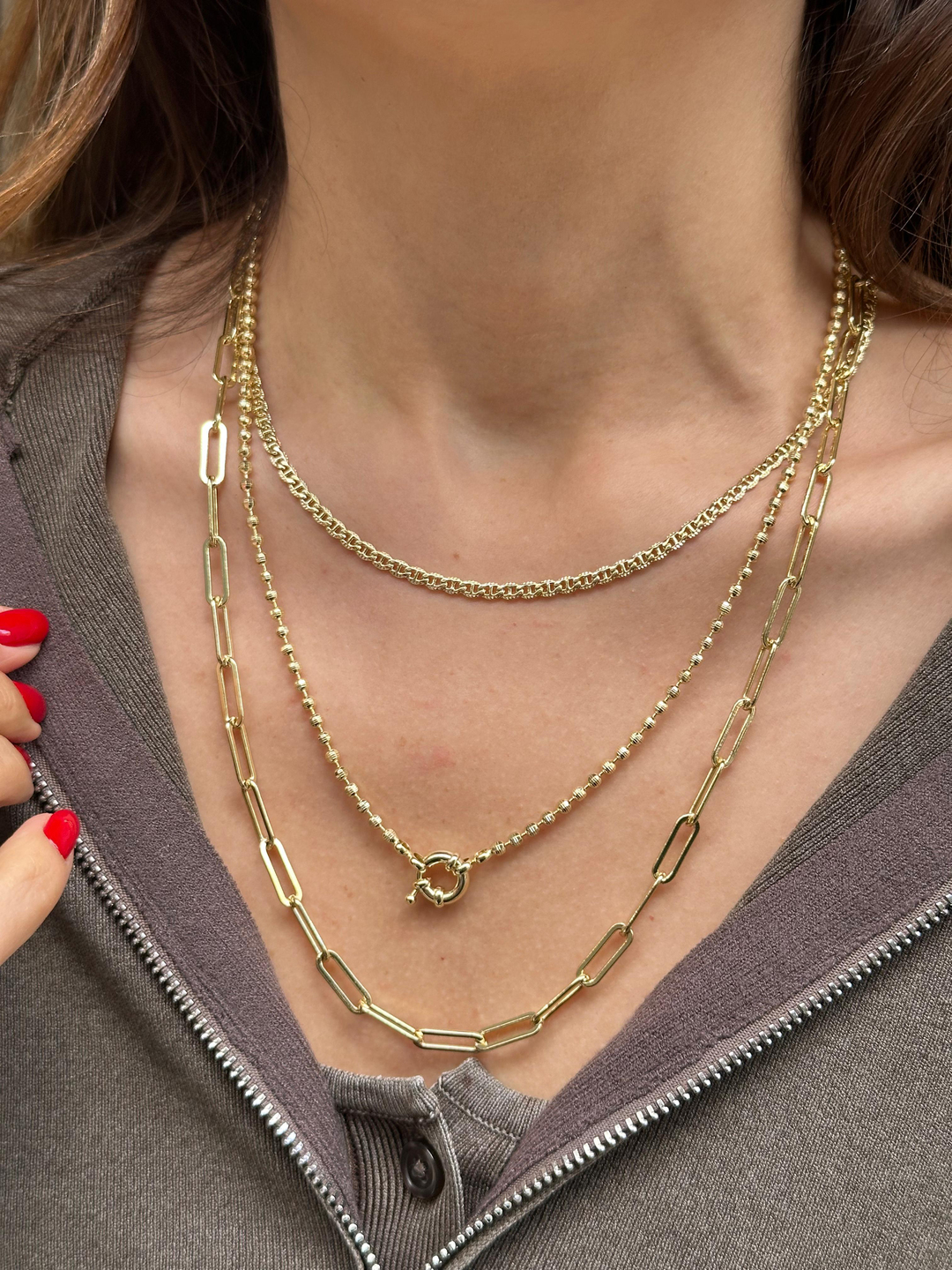 Özel Seri İşlemeli Zincir Kolye 45 cm Gold