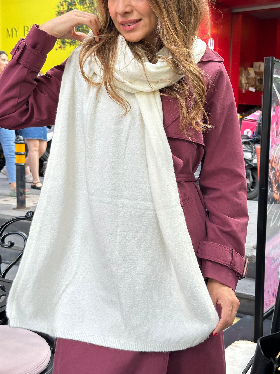 Yumuşak Dokulu Atkı Ekru