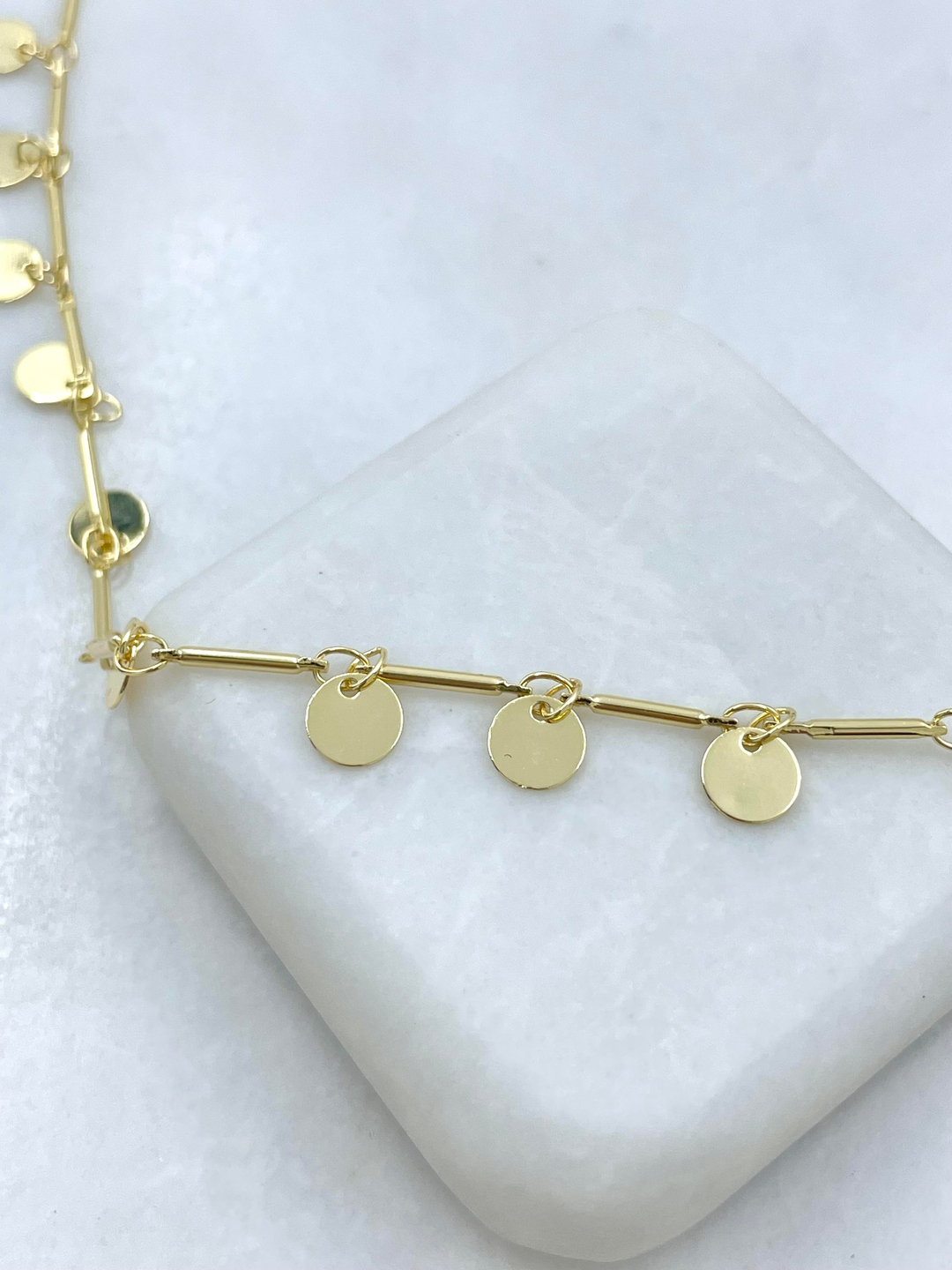 Altın Kaplama Pul Sallantılı Boru Zincir Kolye Gold